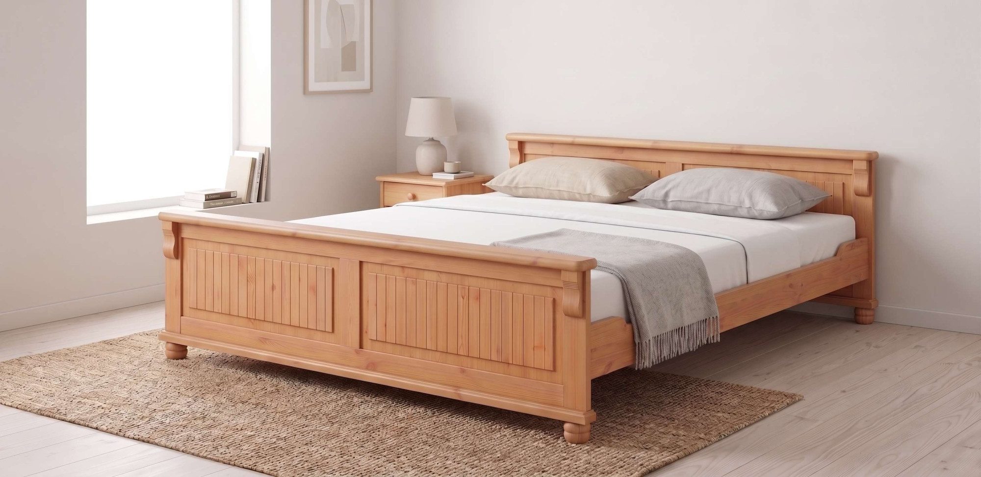 OTTO home Massivholzbett Adele (Breite 140 oder 180 cm, Landhausstil), aus massiver Kiefer, schöne Kassettenoptik, Lamellenoptik