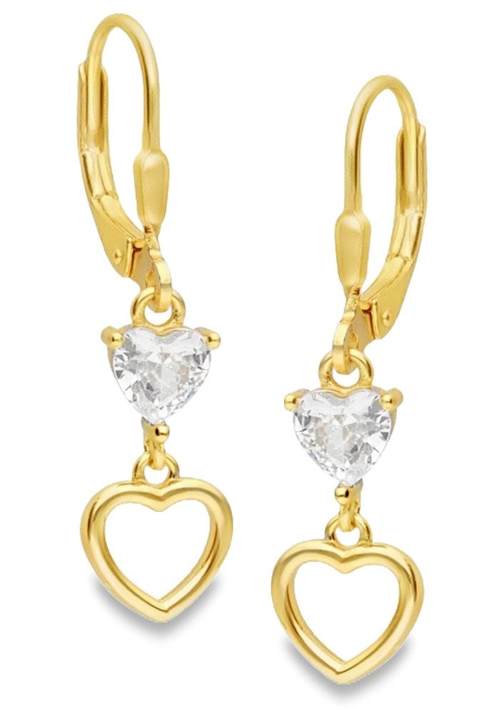 Limana Paar Ohrhänger Hängende Herz Ohrringe 925 Silber 18k Gold vergoldet günstig online kaufen
