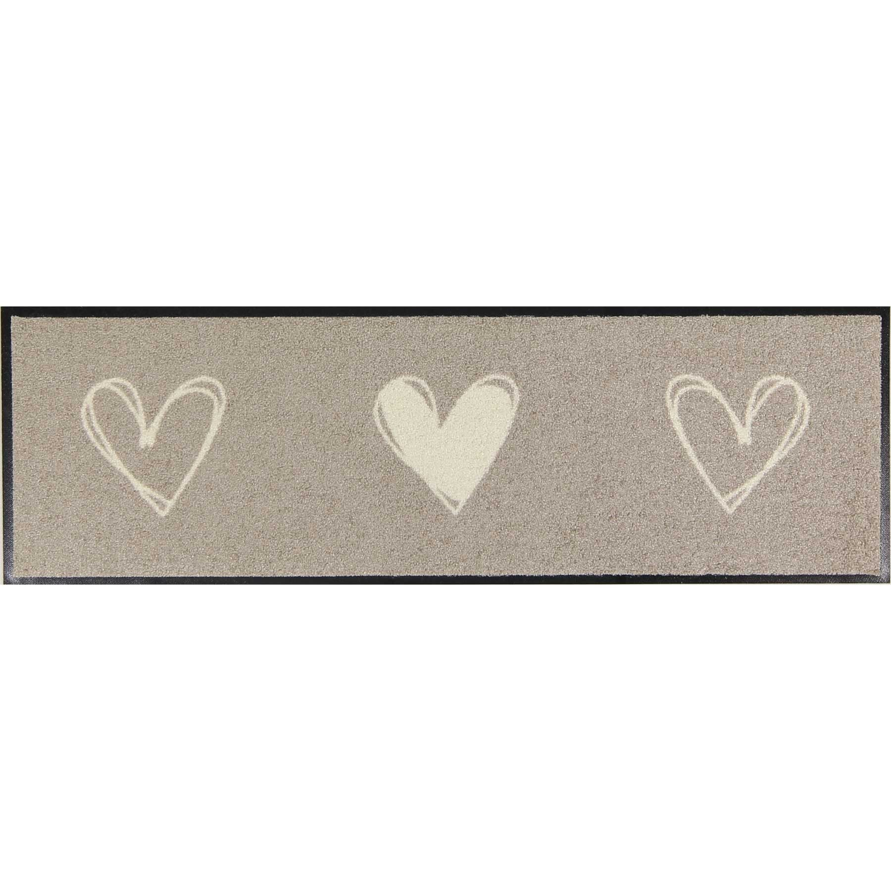 MOCAVI Fußmatte Läufer klein 30x100 Mat Schuhparkplatz Herzen beige, Läufer günstig online kaufen