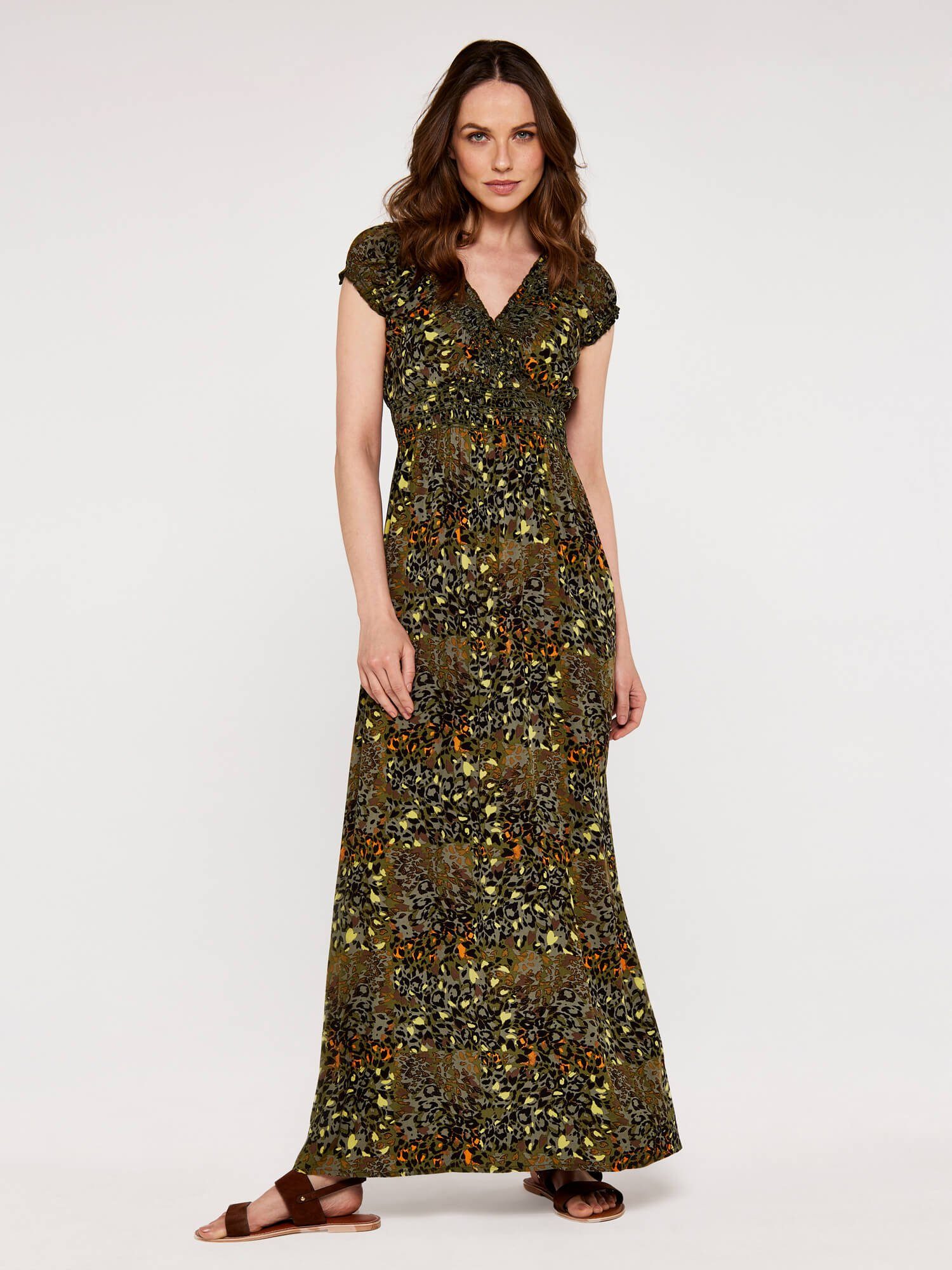 Apricot Maxikleid Colourpop Cheetah Smock Maxi Dress mit Animal-Print – Bild 3 von 4