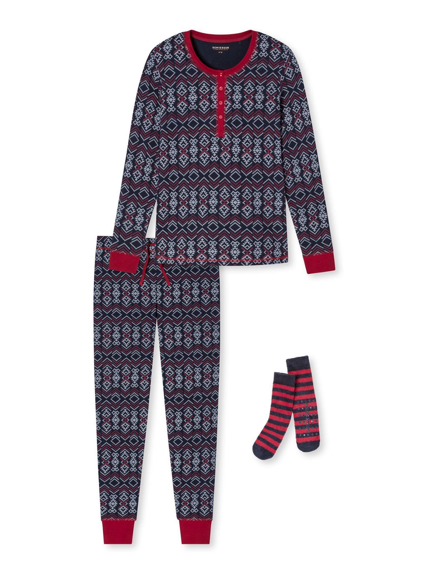 Schiesser Schlafanzug Geschenkset Damen, Mit funktionaler Knopfleiste und  abgesetzten Abschlüssen | Pyjamas