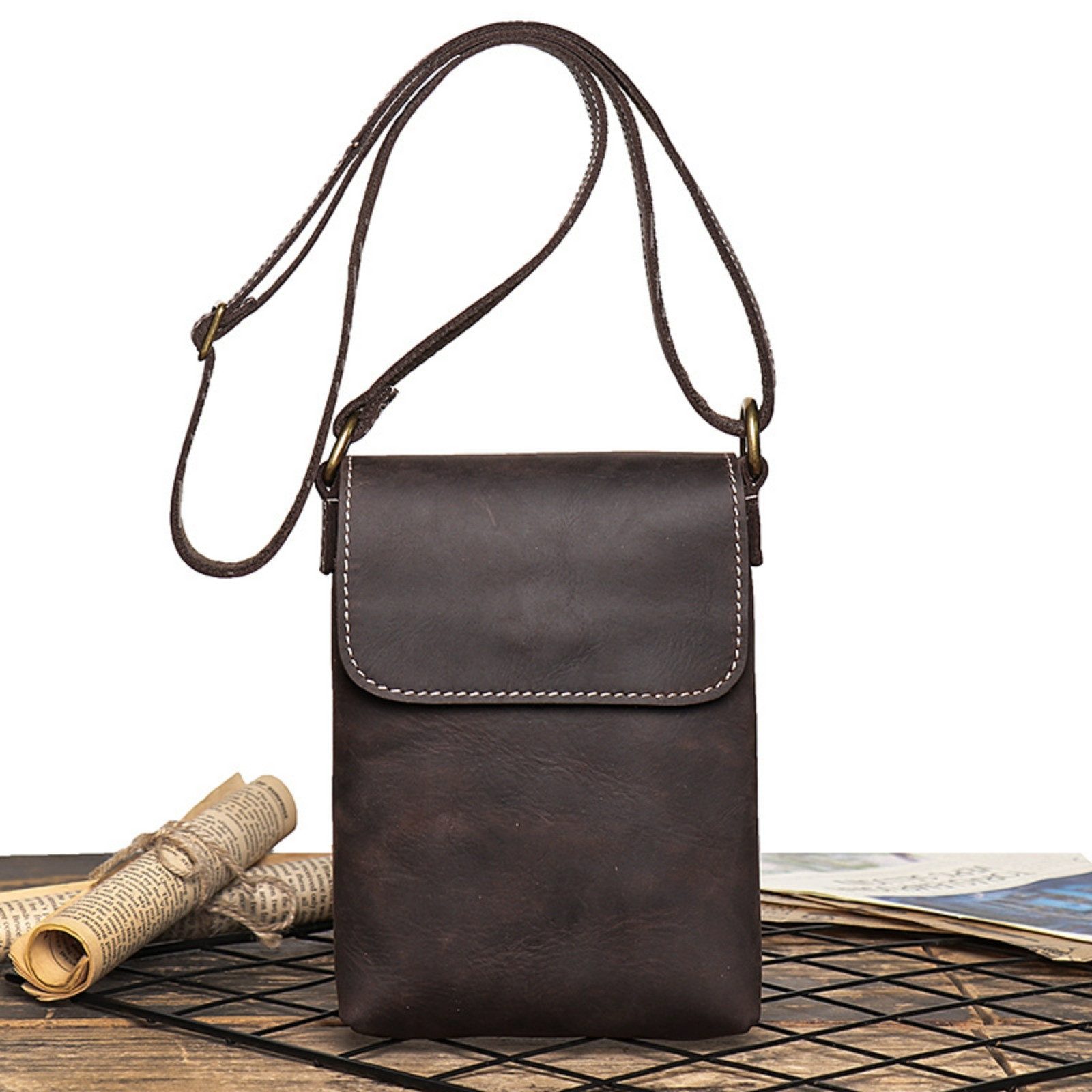 YUBRO-STUDIO Umhängetasche Herren Leder Umhängetasche Klein günstig online kaufen