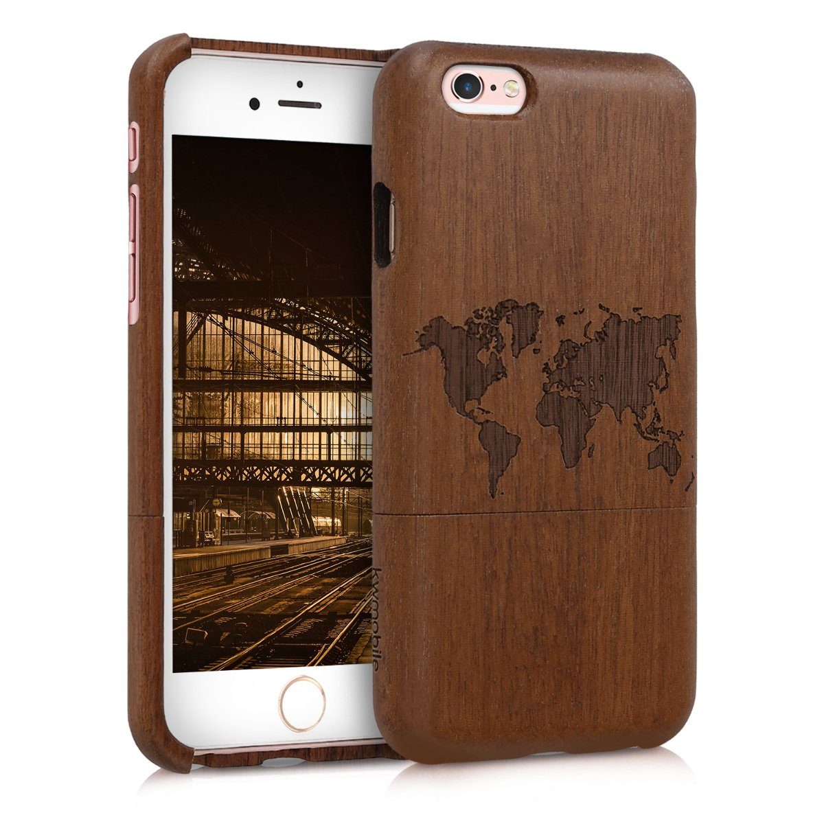 kwmobile Handyhülle, Hülle für Apple iPhone 6 / 6S - Handy Bambus  Schutzhülle - Cover Case - Travel Umriss Design online kaufen | OTTO