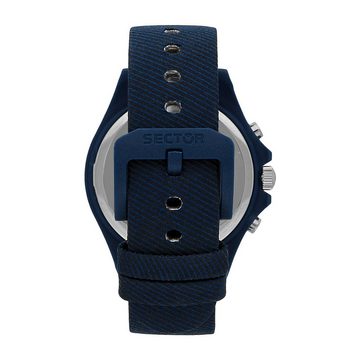 Sector Chronograph Sector Herren Armbanduhr Chrono Leder, (Chronograph), Herren Armbanduhr rund, groß (41,2x36 mm), Lederarmband blau, Elegant