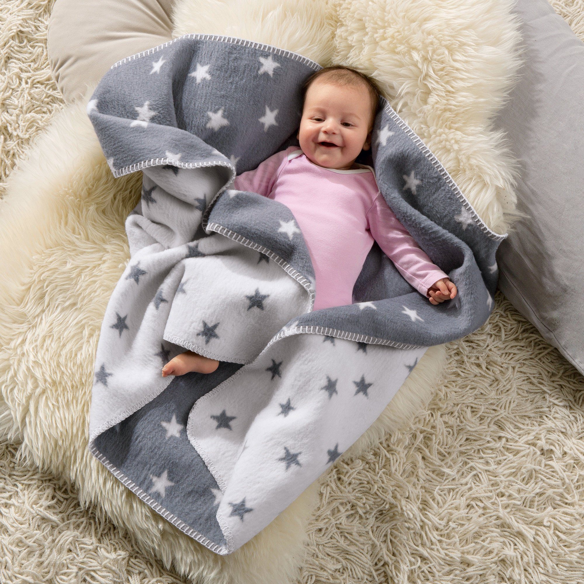 Kinderdecke Kuscheldecke, Erwin Müller, Baumwolle Motiv: Sterne/Sterne