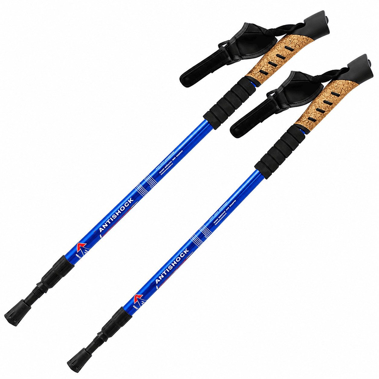 MidGard Nordic-Walking-Stöcke Teleskop Antischock Wanderstöcke aus Aluminiumlegierung mit Korkgriff (2 St), Leicht, mit ergonomischen Korkgriffe inkl. Transport – Bild 2 von 5