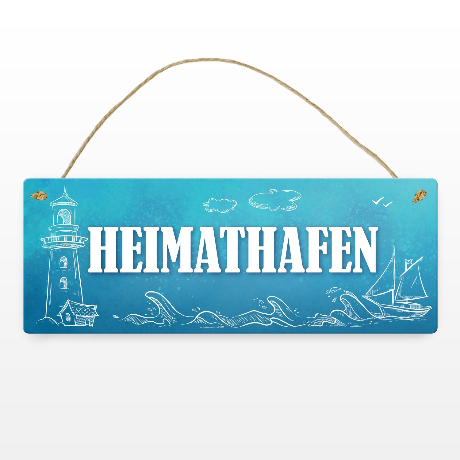 speecheese Metallschild Metallschild mit maritimen Motiv und Spruch: Heimathafen Schild