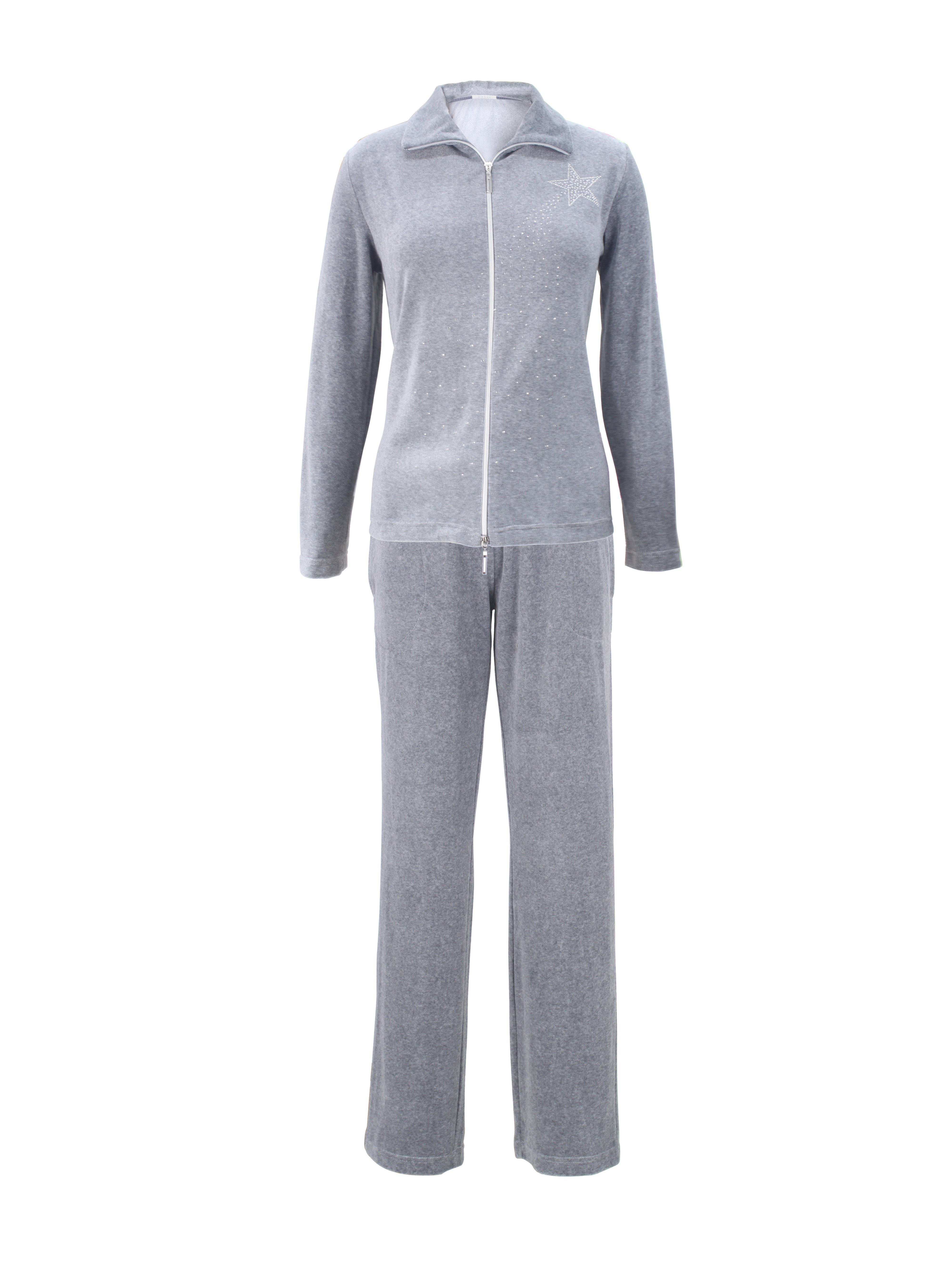 Hausanzug Damen Velours Nicki Freizeitanzug Fitnessanzug Hausanzug Jogginganzug