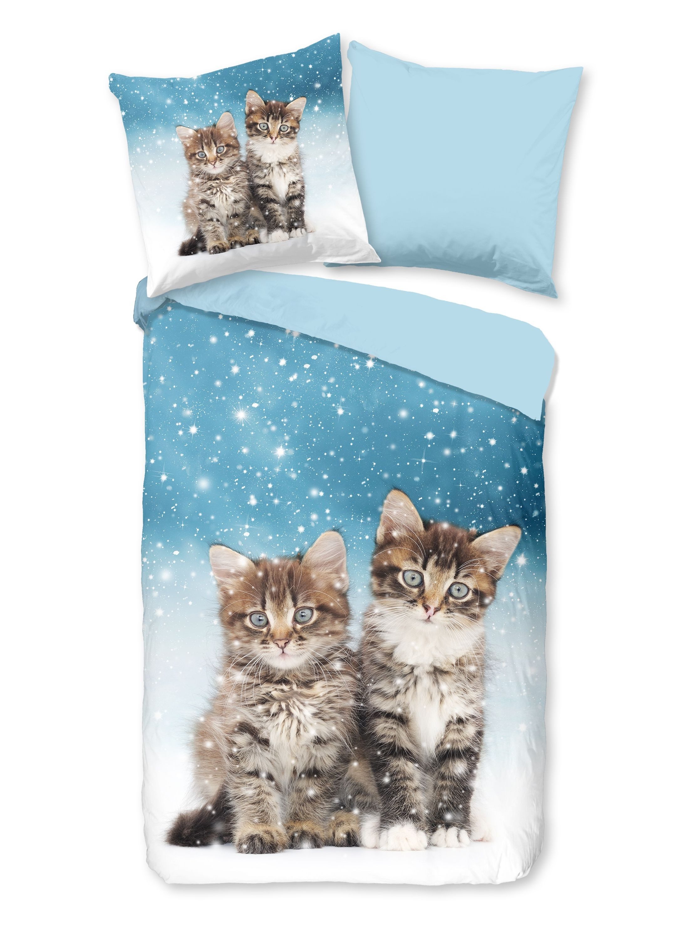 good morning Bettwäsche Comfort Baumwolle, Flanell, 2 teilig, Katzen,Schnee günstig online kaufen