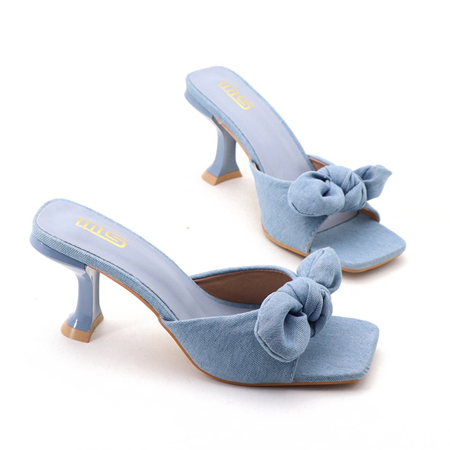 Daisred Sandalen Damen Hausschuhe Abendschuhe Slippers High-Heel-Sandalette Blau