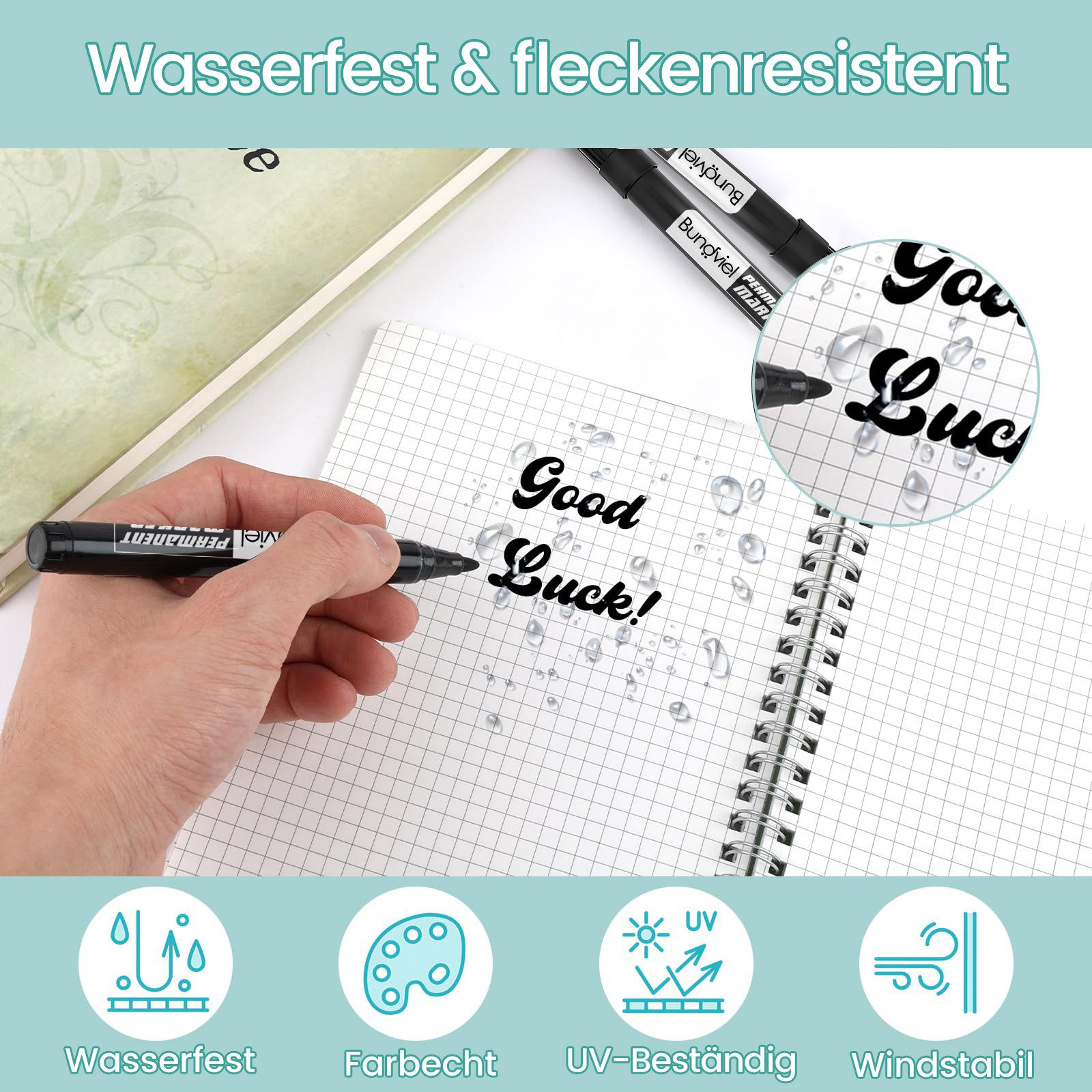 Bundviel Permanentmarker 50 xPermanent Marker Filzstift,schwarz Rundspitze ca.3 mm Wasserfest