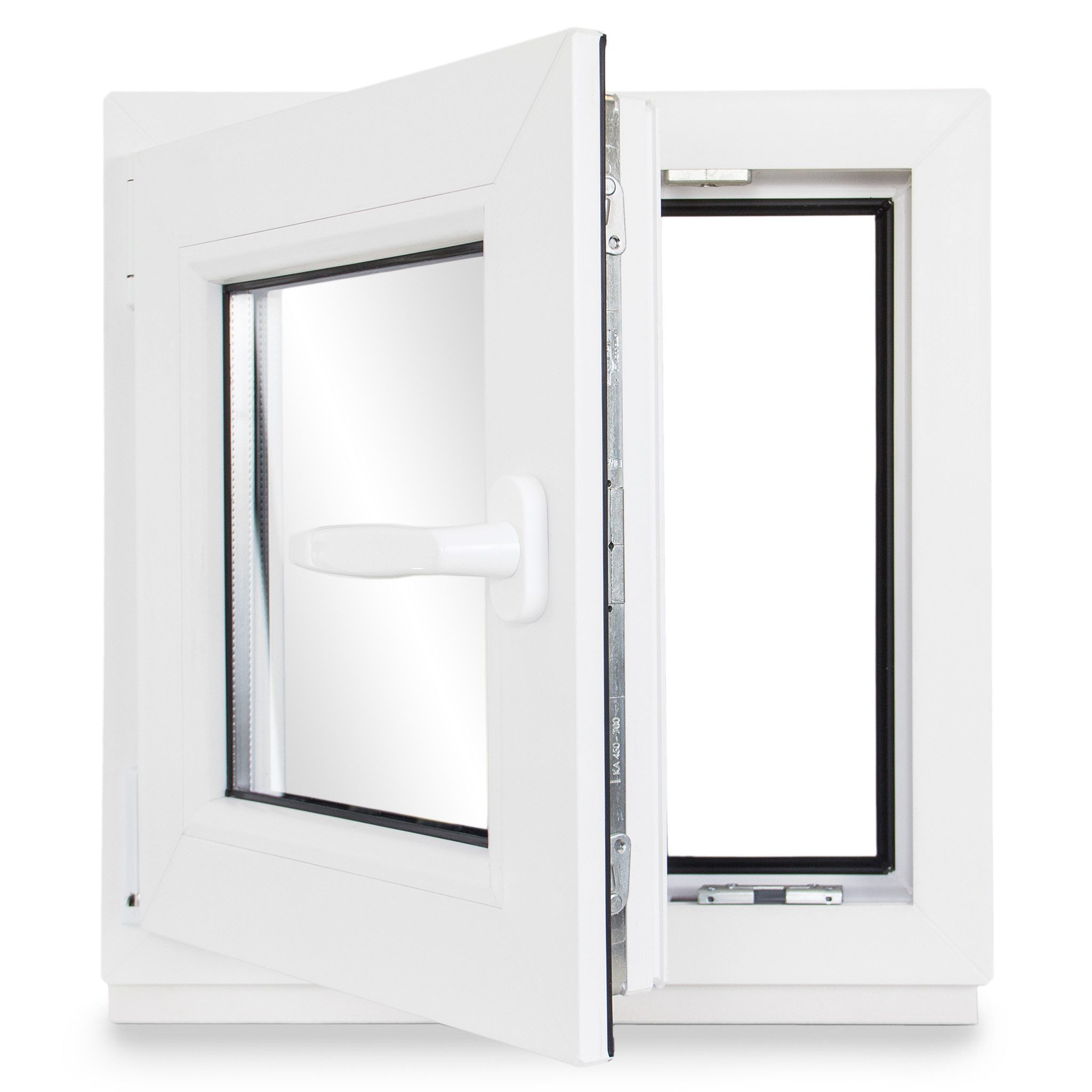 NeRuLi Kellerfenster Kellerfenster 55x55 cm (BxH) DIN Links 3 -fach Dichtung Schwarz