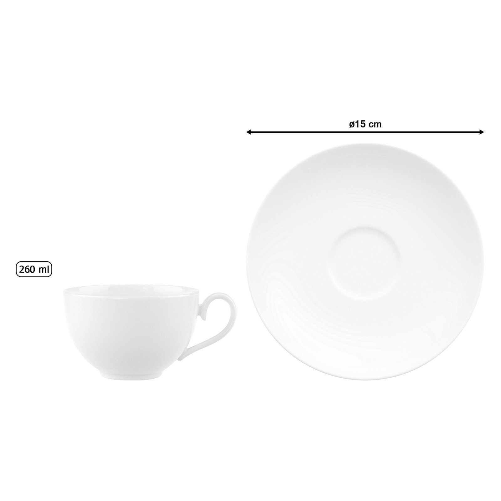 Villeroy & Boch Tasse Royal Kaffeetasse mit Untertasse 260 ml, 2-tlg., Porzellan