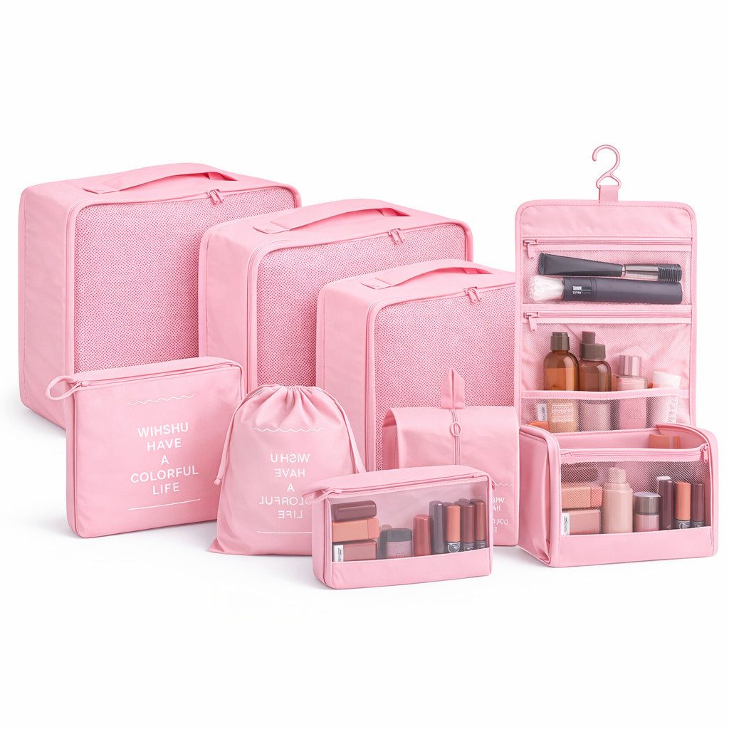 Everhomely® Kofferorganizer Kofferorganizer 8er mit Kosmetiktasche – Packtaschen Packwürfel Reisen (Set, 8er Set)