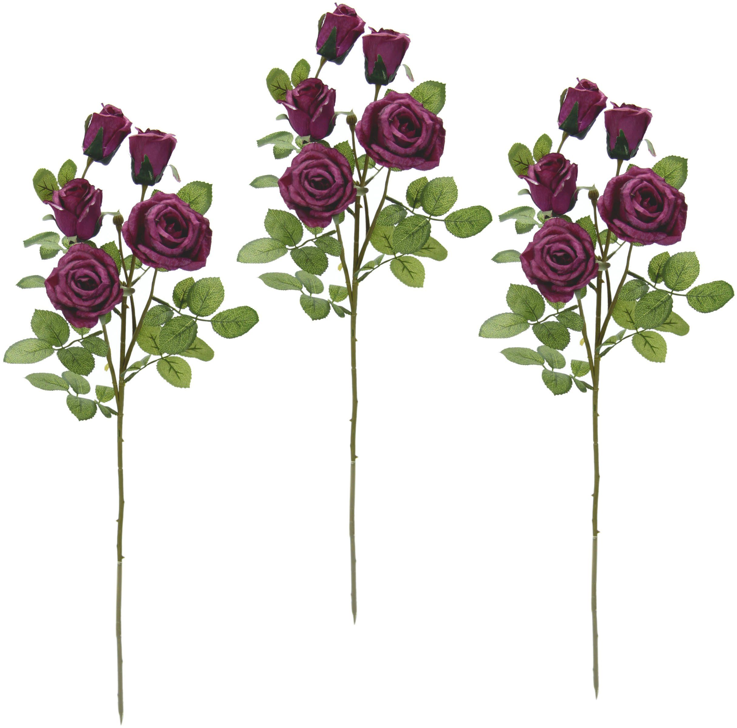 Günstige Artikel diesen Monat Kunstblume Rosenzweig, 3er Höhe Set cm, burgund I.GE.A., 73