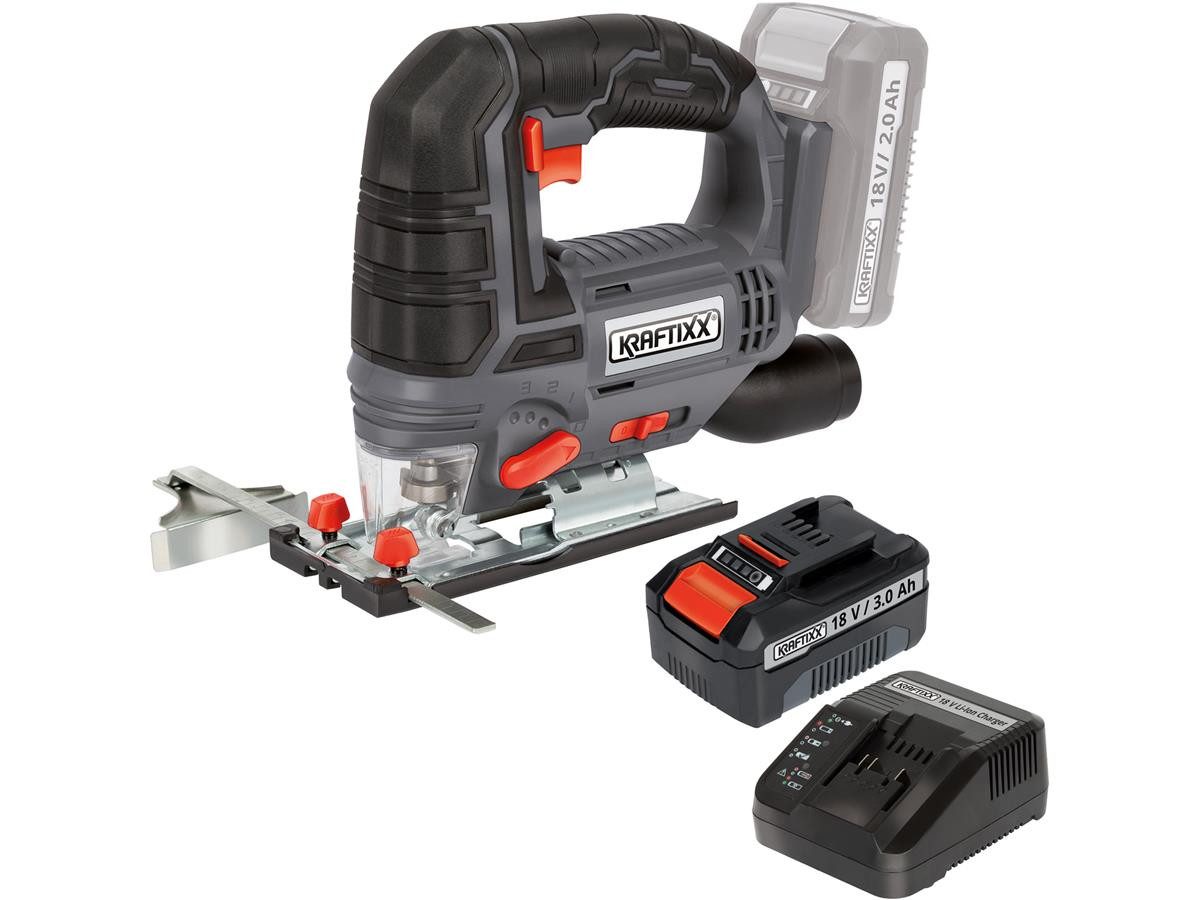 KRAFTIXX® Stichsäge KX-SS 18 Li, Set, 3-St., inkl. 3,0Ah Akku, kompatibel mit Einhell Power X-Change Akkusystem
