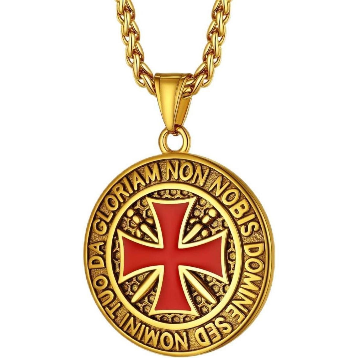 Valentinstagsgeschenk LuxusKollektion Kette und Anhänger Set Edelstahl Tempelritter Kette mit Kreuz für Herren Jungen-Halskette