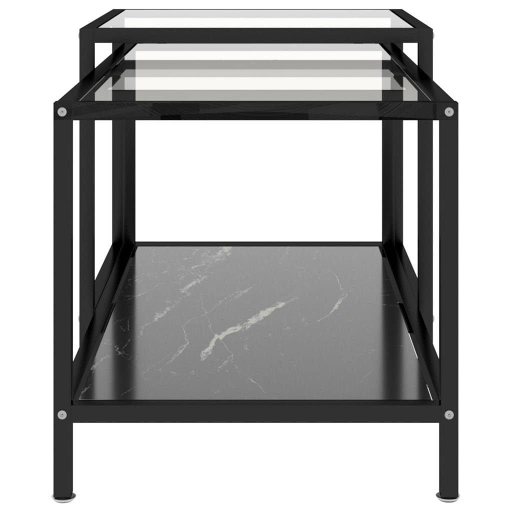 furnicato Beistelltisch Beistelltische 2 (2-St) Stk. Schwarz Hartglas