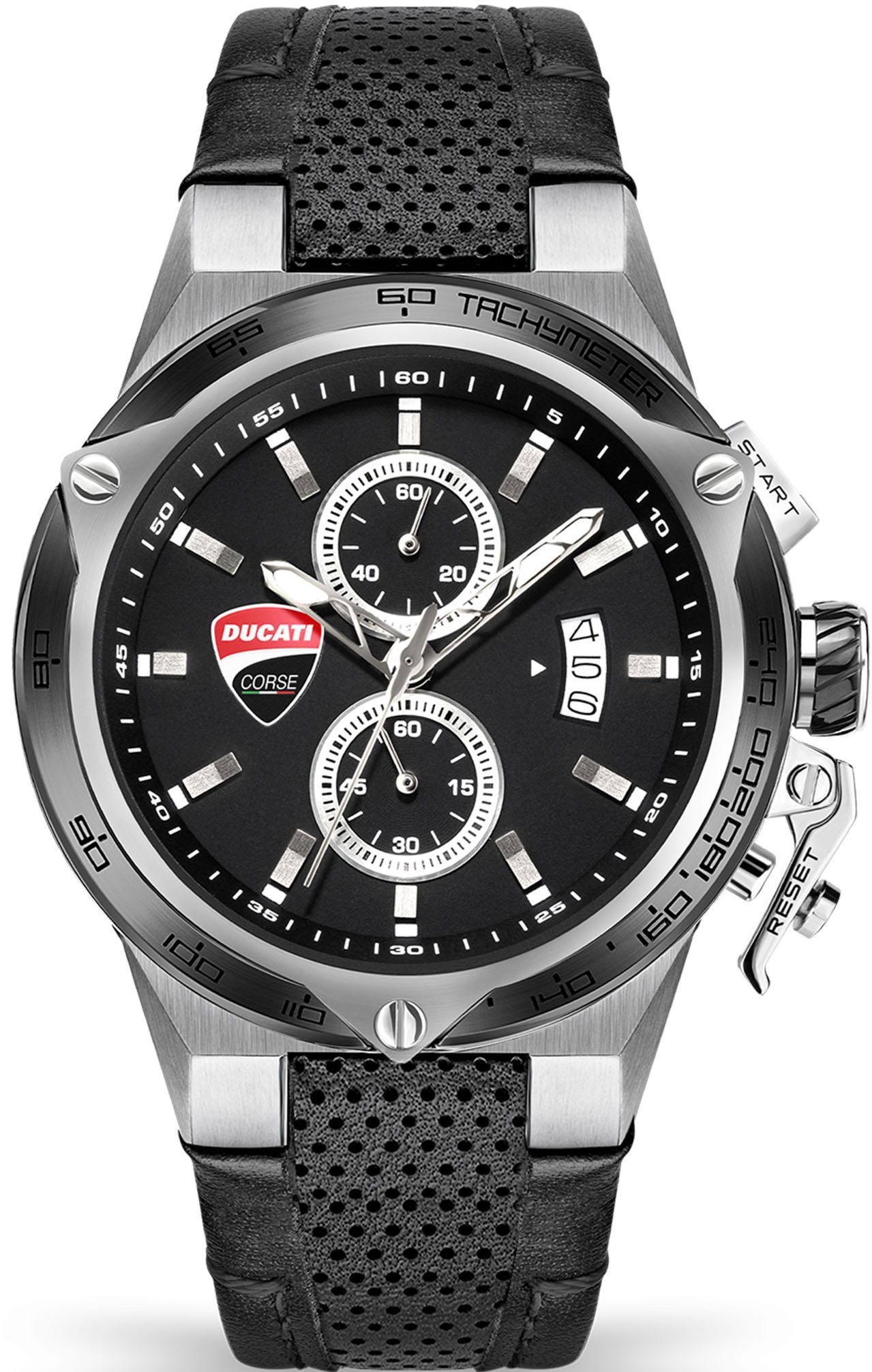 DUCATI CORSE Chronograph GIRO UNO, Schwarz-Silber DTWGC2019101