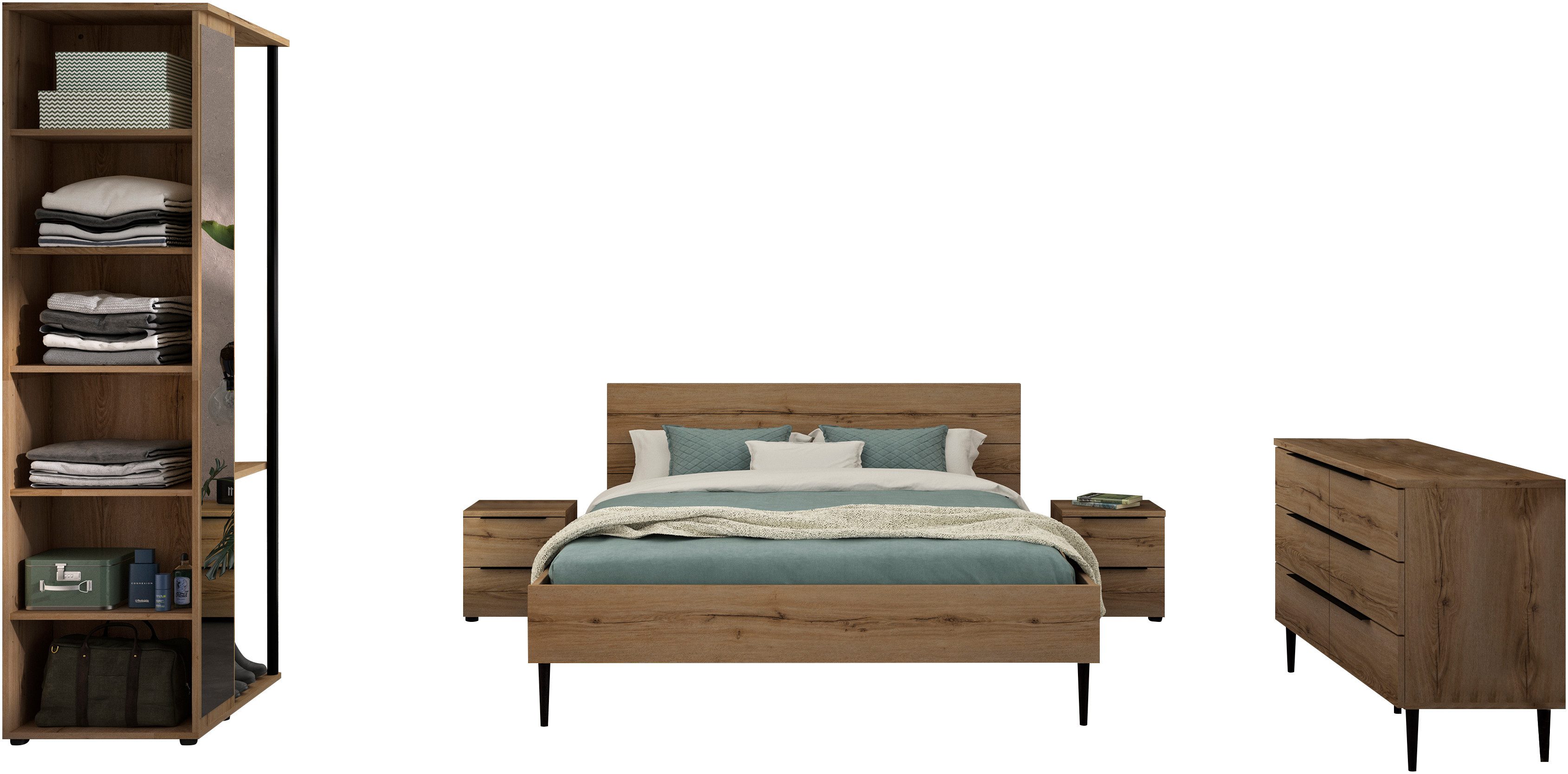 Gami Schlafzimmer-Set, Vollständiges Zimmer mit funktionalen und praktischen Ablagen!