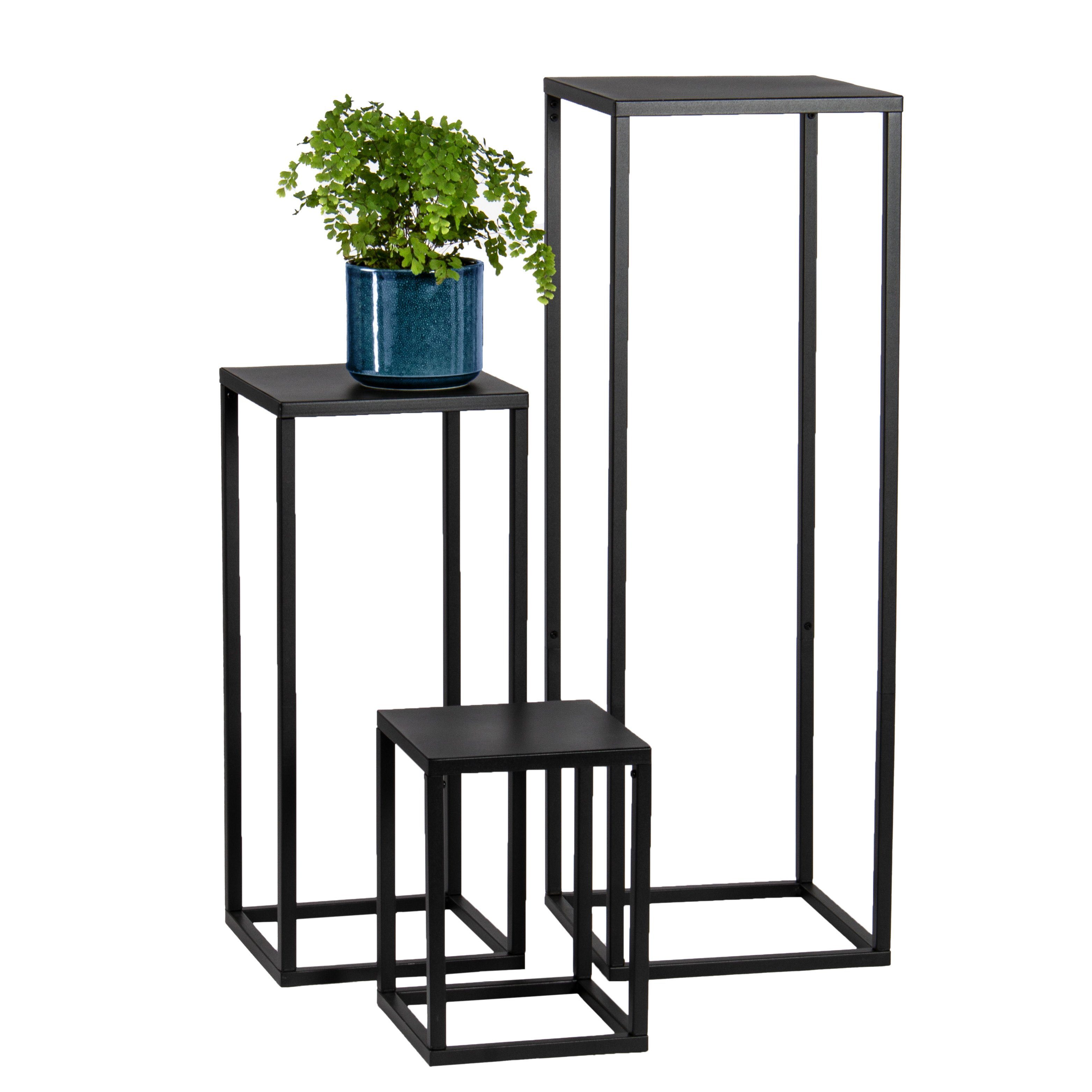 bremermann Blumenständer Blumenhocker schwarz Metall, kg Belastbarkeit: max. 10 (Set), 3er-Set, aus