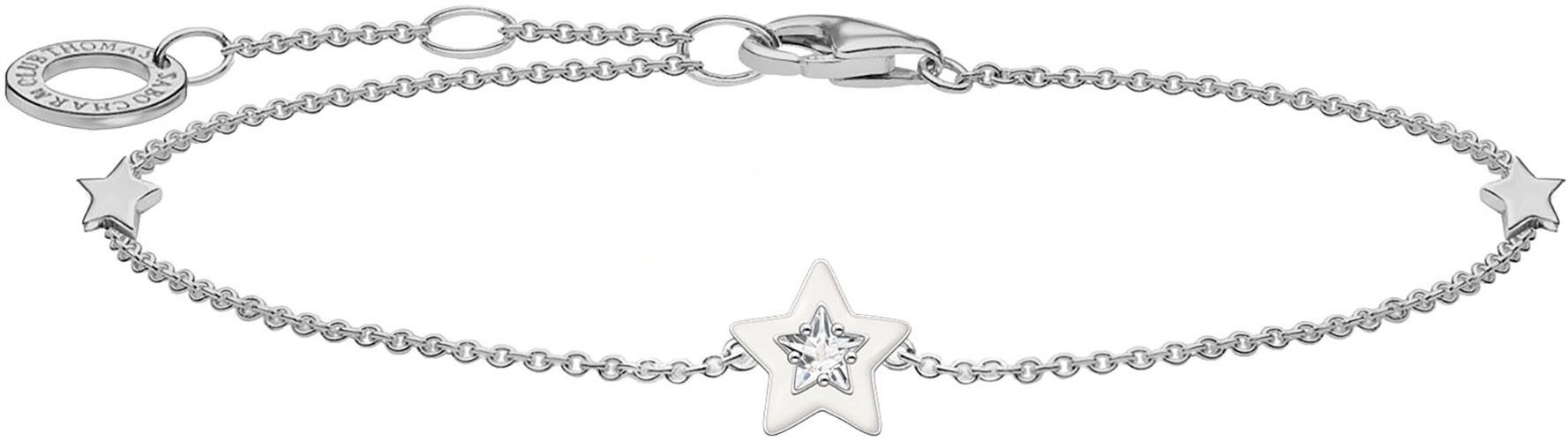 Thomas Sabo Armband Stern mit weißen Steinen und weißer Kaltemaille, mit Zirkonia (synth) und Emaille