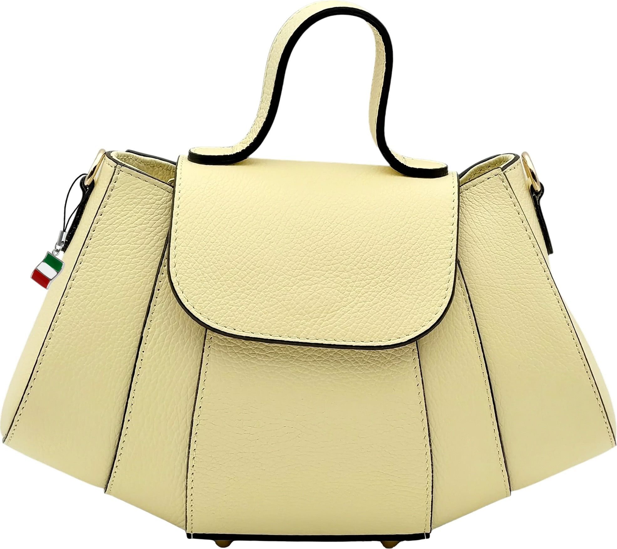 FLORENCE Schultertasche Florence Damen Schultertasche Echtleder (Schultertasche), Damen Schultertasche Leder, hellgelb ca. 28cm