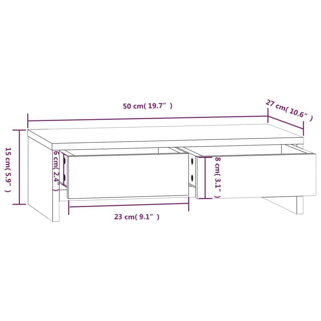 Monitorständer 50x27x15 vidaXL Monitorständer Kiefer Weiß Massivholz cm