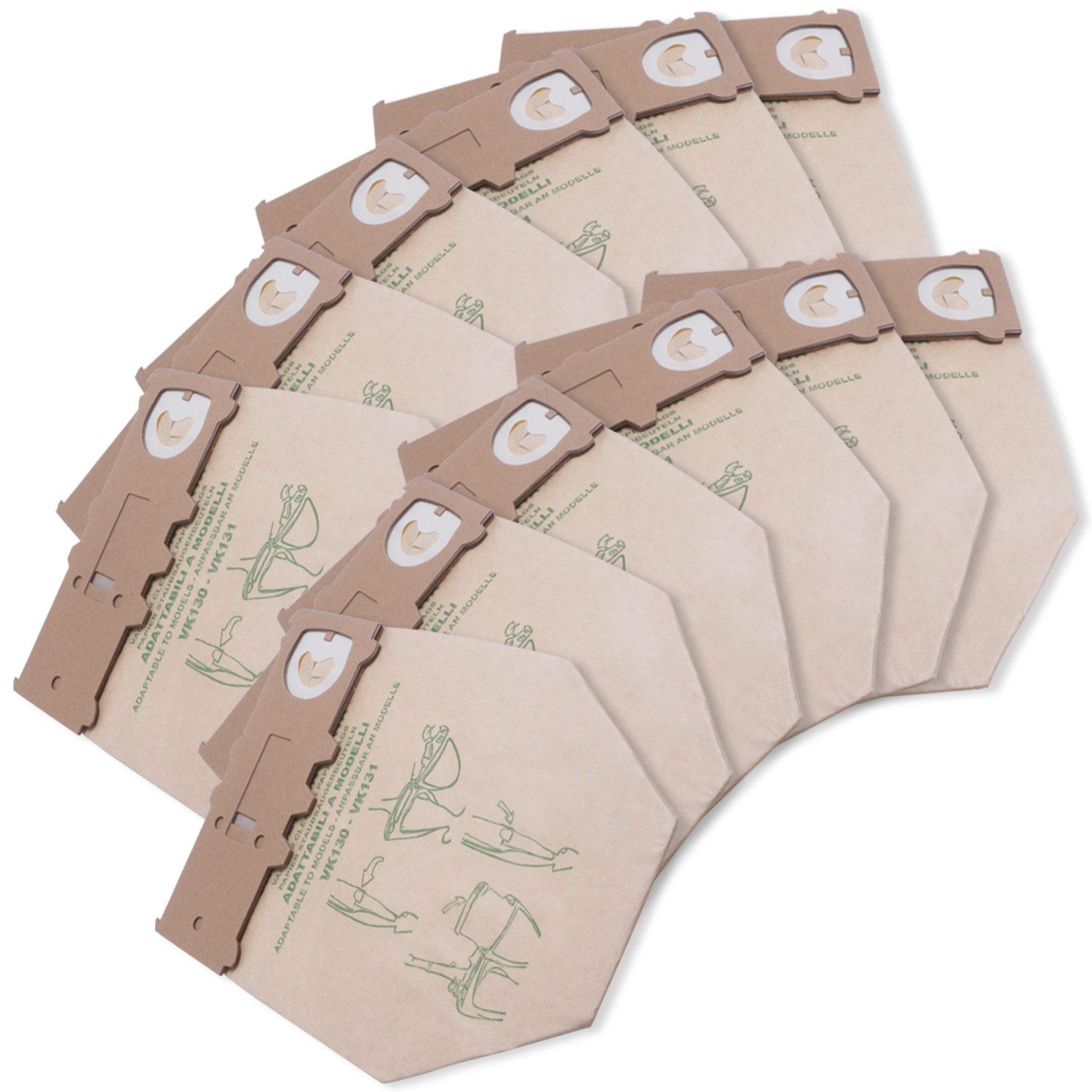 VIOKS Staubsaugerbeutel Filtertüten Ersatz für Vorwerk Staubbeutel, passend für Kobold VK130 VK131, 12 St., Papiertüten für Staubsauger