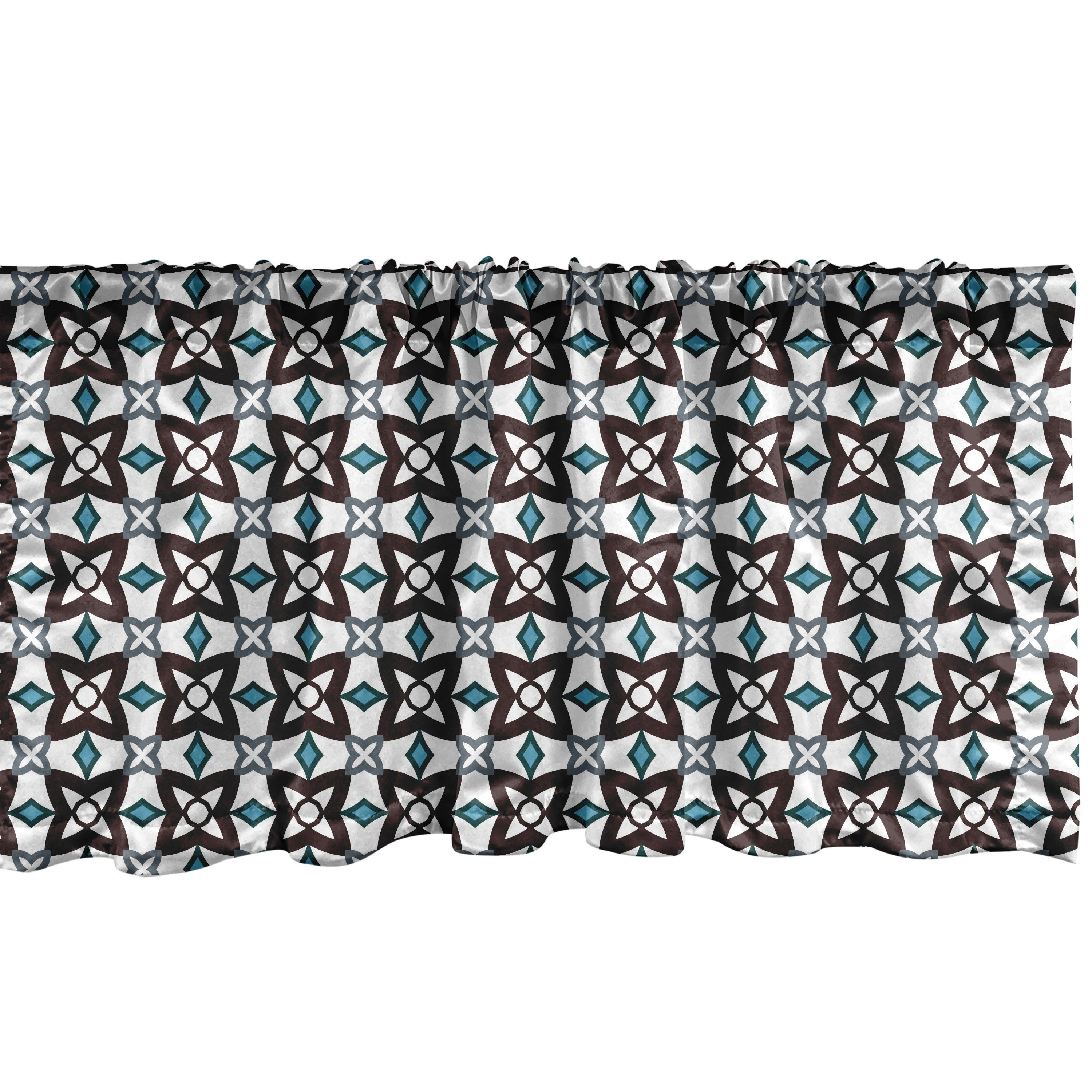 Scheibengardine Vorhang Volant für Küche Schlafzimmer Dekor mit Stangentasche, Abakuhaus, Microfaser, Abstrakte Geometrie Romantische Symmetrie