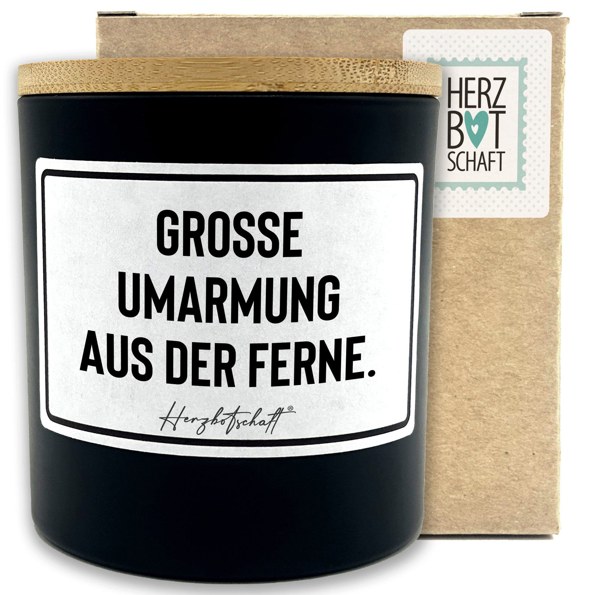 Herzbotschaft Duftkerze, (Grosse Umarmung aus der Ferne., originelles Geschenk, handgemachte nachhaltige Sojakerze im Glas)