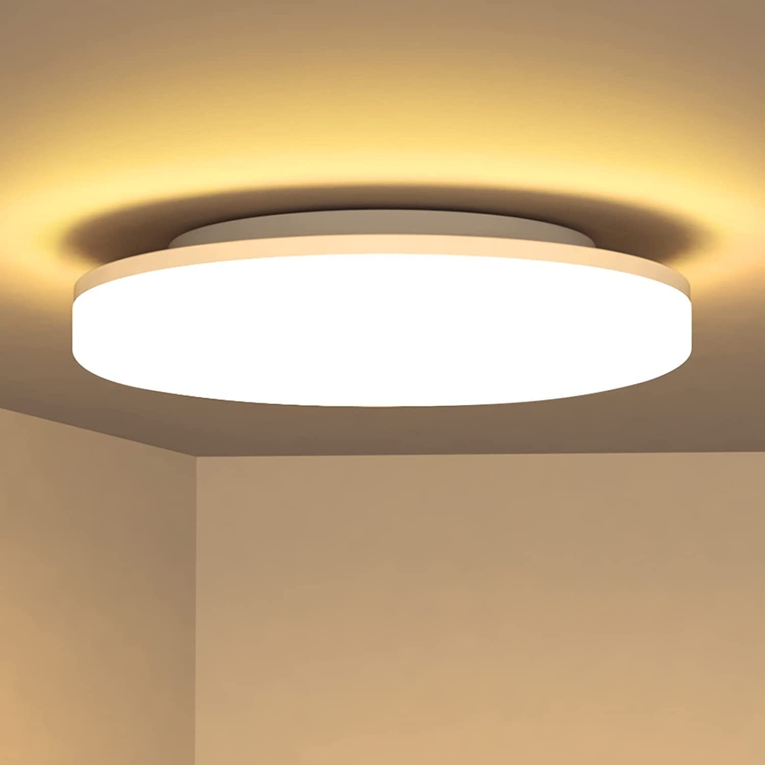 JOEAIS LED Deckenleuchte Deckenlampe Led Deckenleuchte Flach Lampen Ceiling Light Küchenlampe, Deckenbeleuchtung 2700K Warmweiss 24W 2200LM für Bad Flur Keller