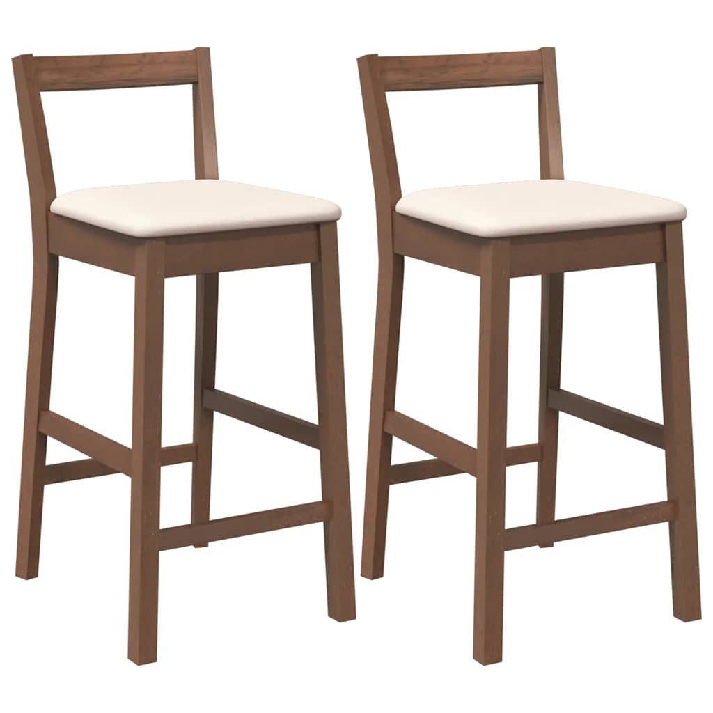 vidaXL Barhocker Barhocker mit Kissen 2 Stk. Braun Massivholz Gummibaum (1 günstig online kaufen