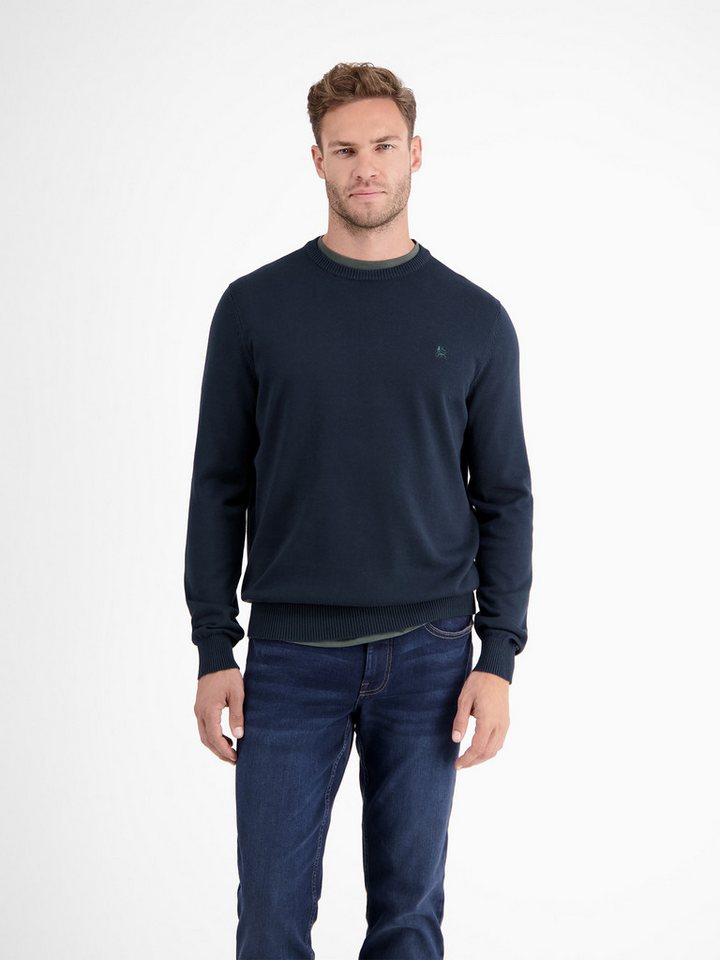 LERROS Strickpullover Herren Strickpullover aus Baumwolle mit Crewneck Ausschnitt Weicher Strick-Pullover, Rundhalsausschnitt, lange Ärmel, pflegeleicht