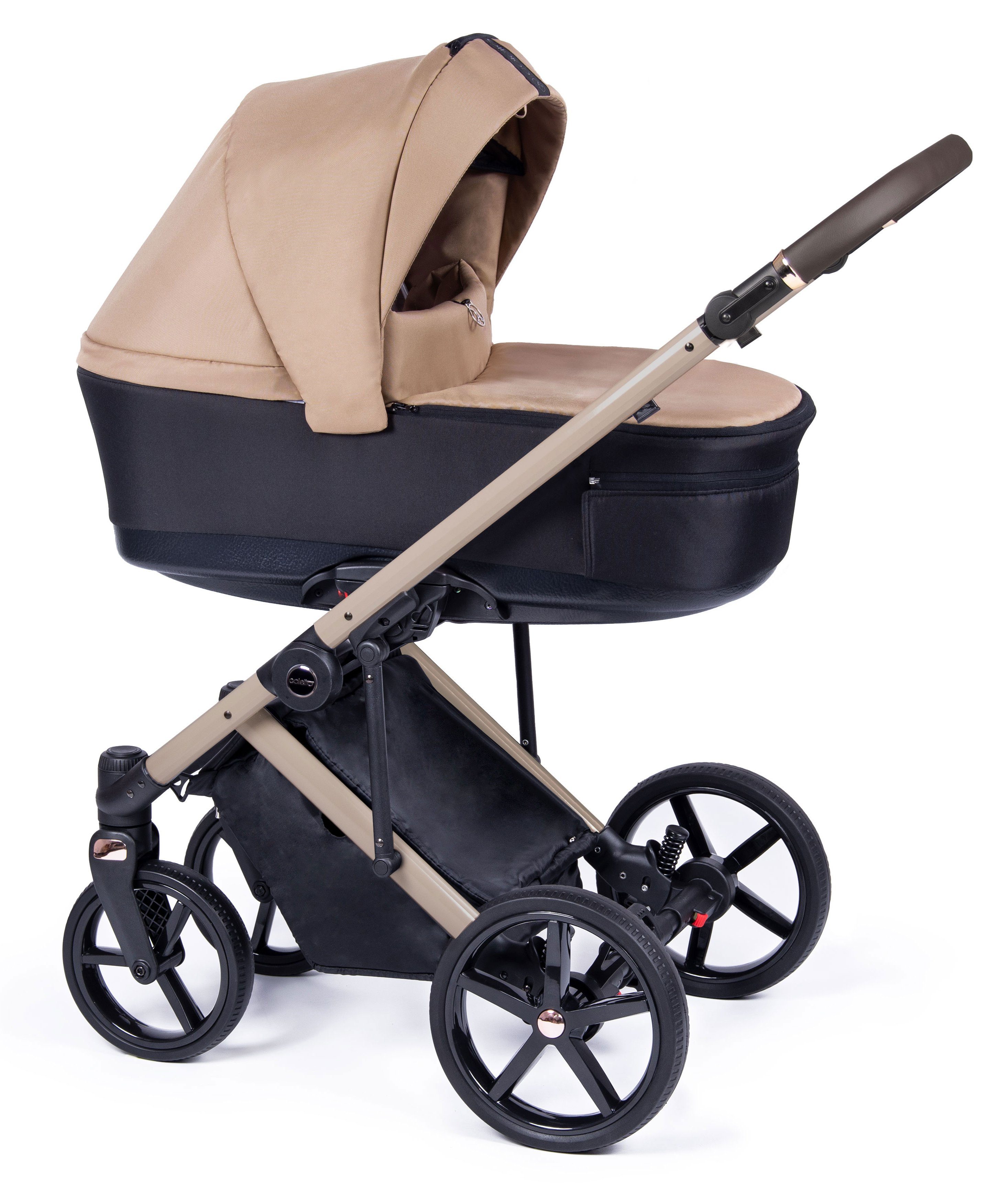 babies-on-wheels Kombi-Kinderwagen 3 Braun 15 Gestell 24 - - Fado in in beige Kinderwagen-Set = Teile 1 Designs