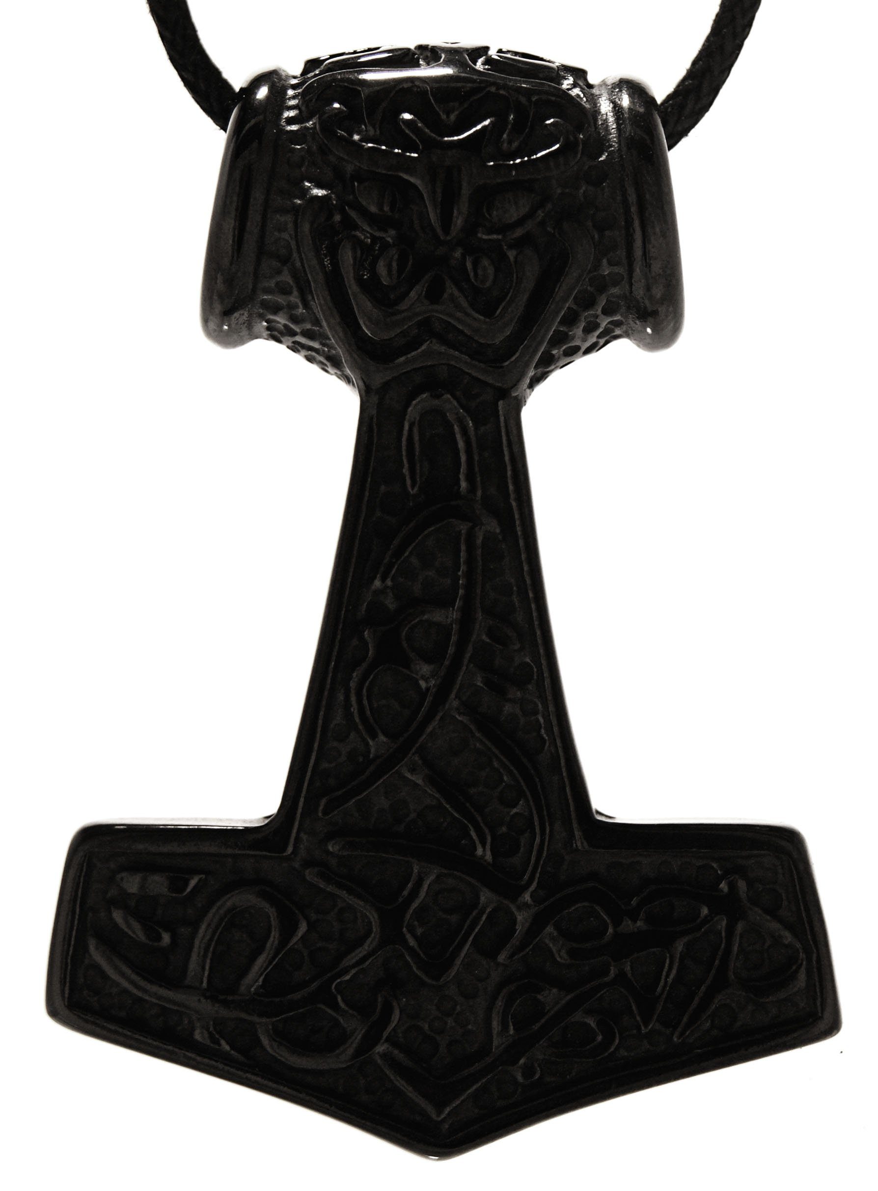 Kiss of Leather Kettenanhänger Thorshammer schwarz Thor Hammer Thors Odin Anhänger aus Edelstahl | Kettenanhänger