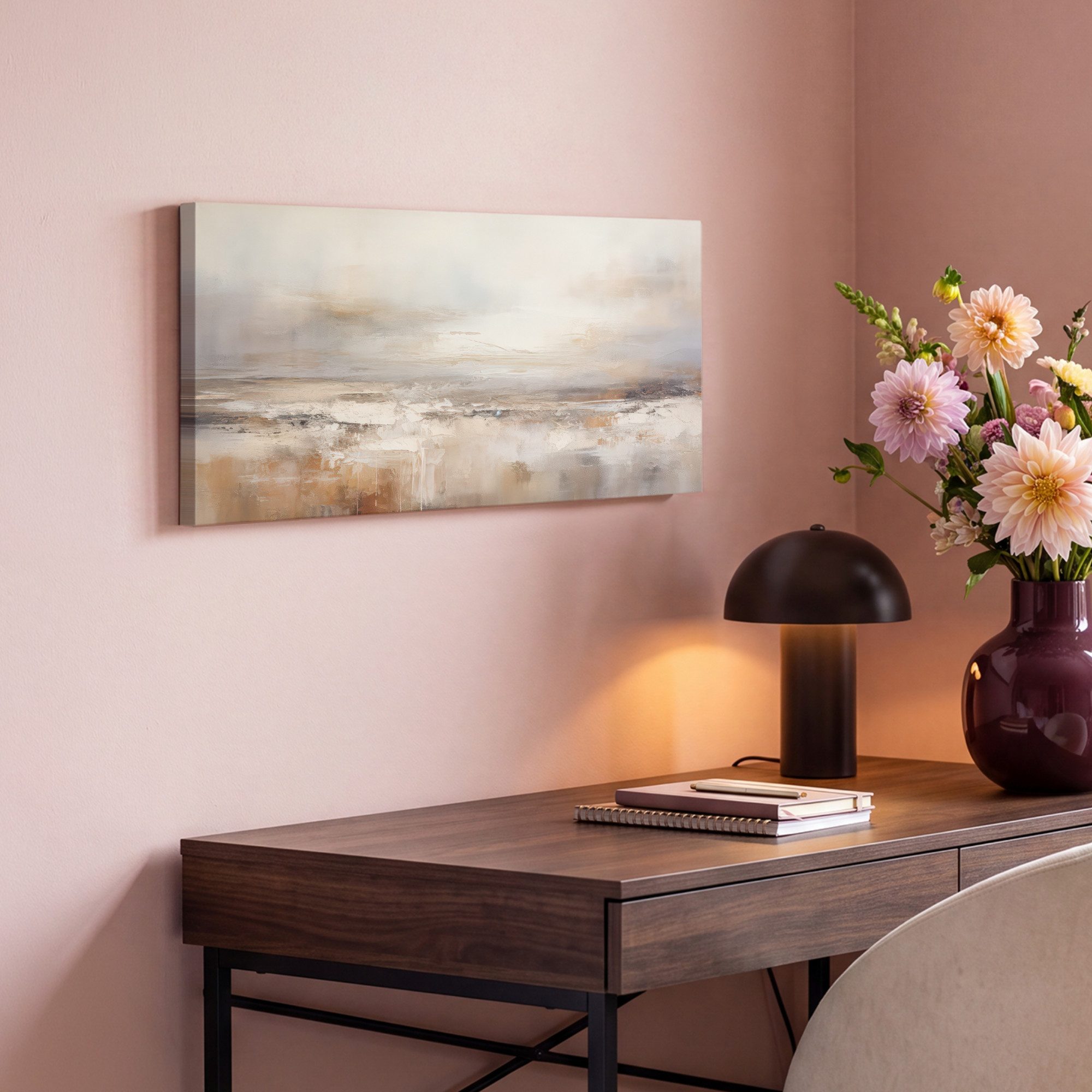 OneMillionCanvasses® Leinwandbild Panorama Kunst - Industriell - Grau - Braun - Abstrakt, Fotodruck (1 St), Schlafzimmer Deko Aesthetic, Bilder über Bett, 40x20 – Bild 4 von 5