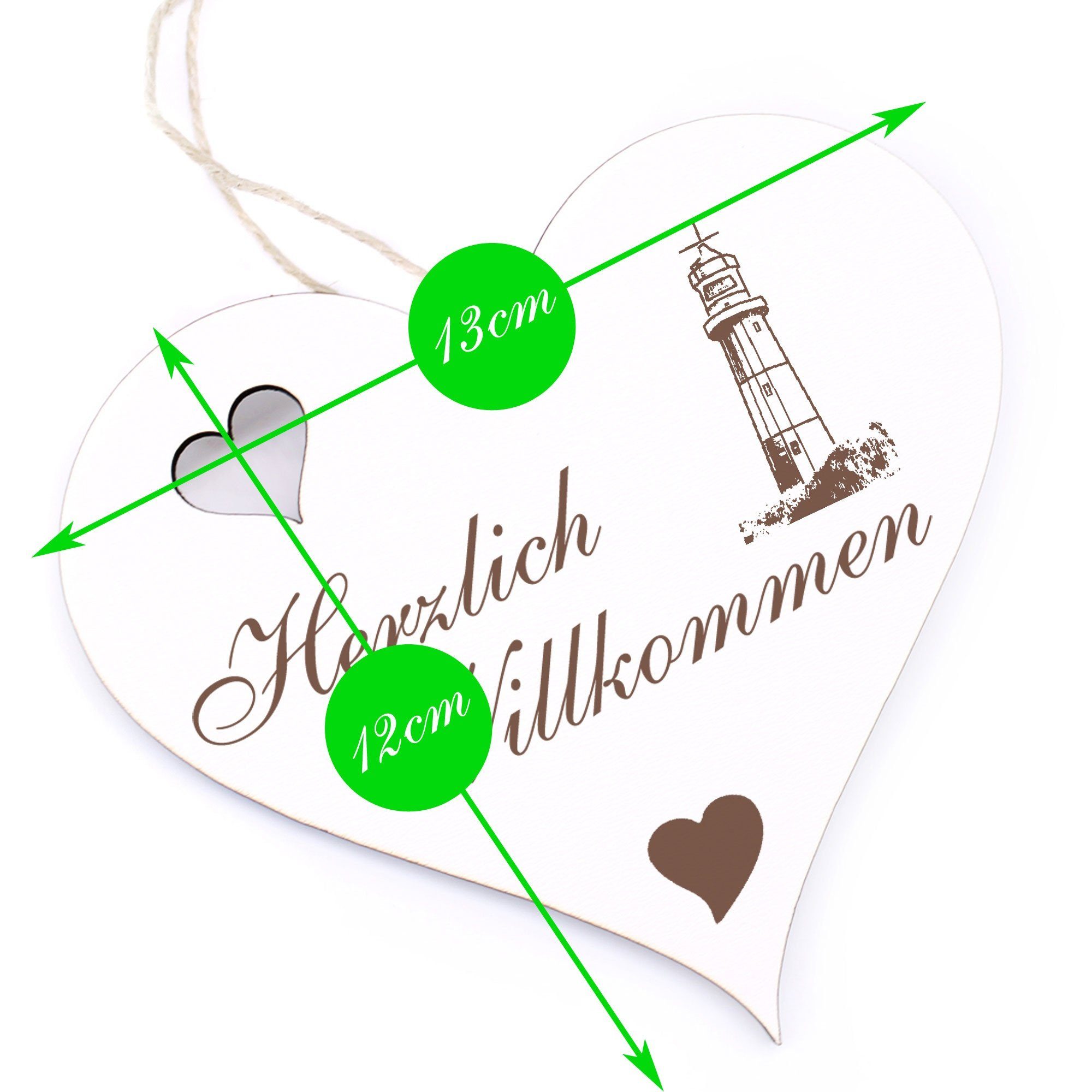 Hängedekoration Willkommen Leuchtturm Dekolando Insel 13x12cm Borkum - Herzlich -