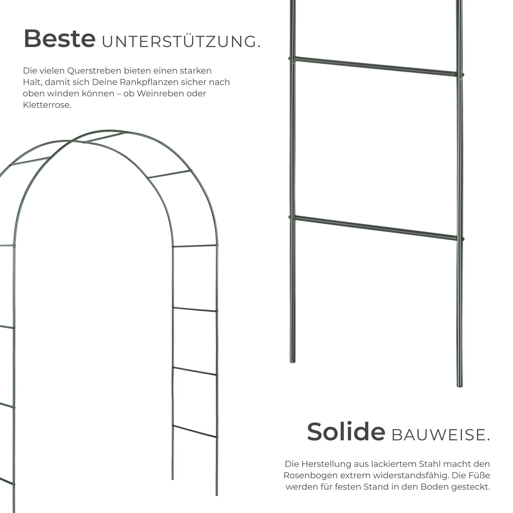 tectake Rosenbogen Rankbogen 140 x 40 x 240 cm aus Stahl, wetterfest und stabil Rosenspalier, in grün, für einen stabilen Halt konzipiert und zur einfachen Mont – Bild 3 von 5