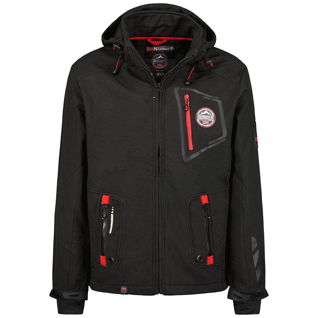 Geographical Norway Softshelljacke Herren Softshell - TACEBOOK hochschließender Kragen, mit abnehmbarer Kapuze Schwarz