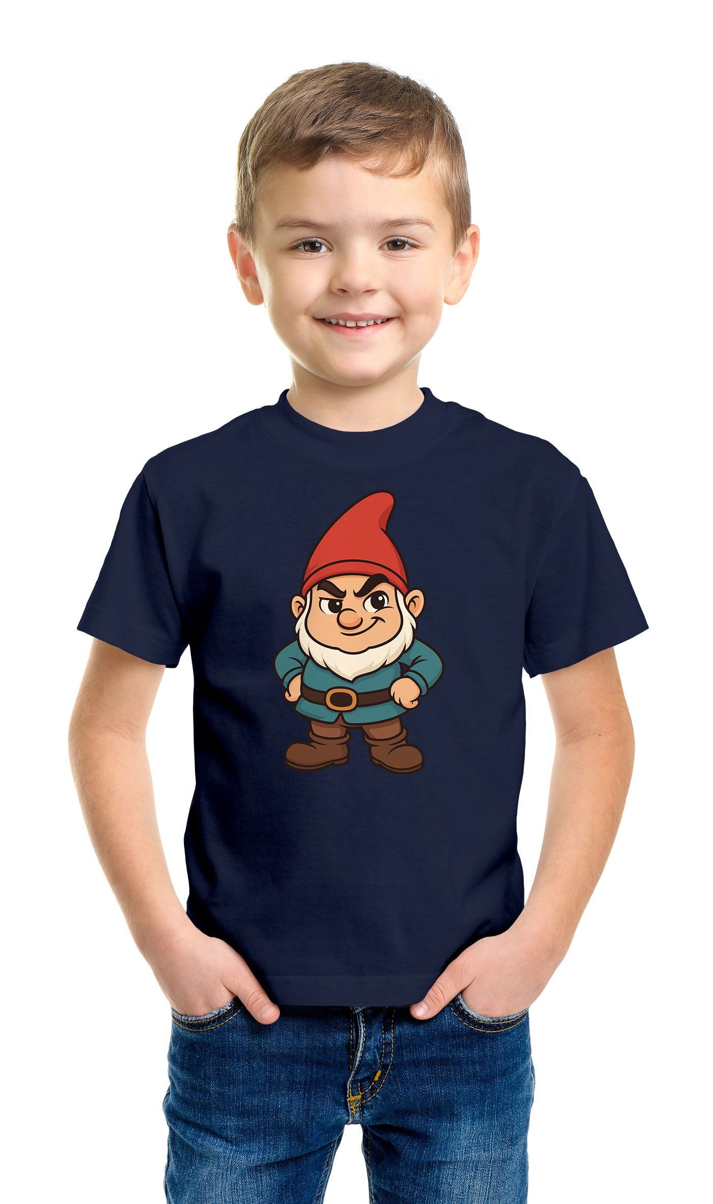 MoonWorks Print-Shirt Kinder T-Shirt Jungen Gartenzwerg Wichtel Aufdruck lustig Printshirt