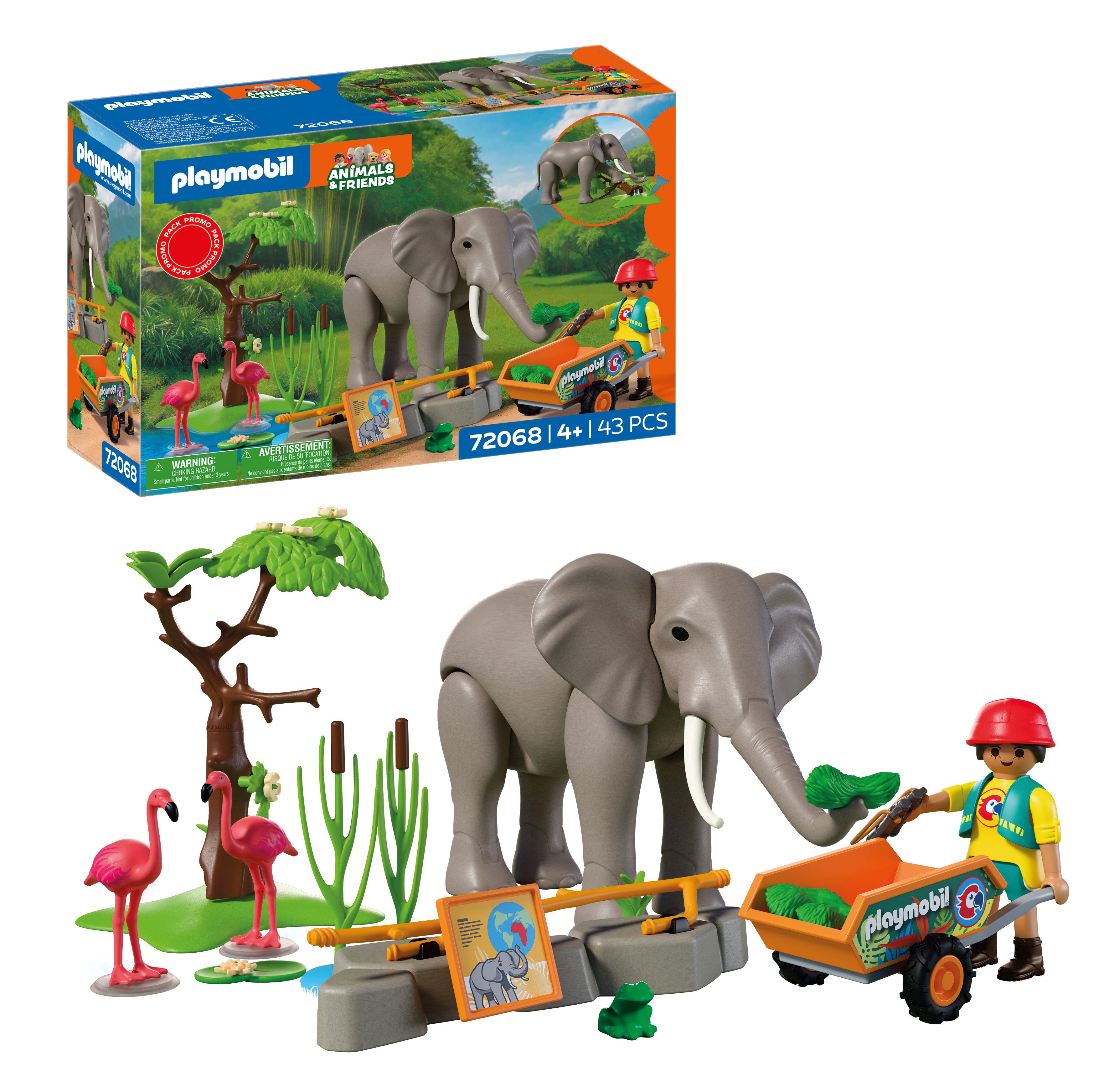 Playmobil® Elefant mit Tierpfleger (72068), Animals & Friends Konstruktions-Spielset, (43 St), Made in Europe