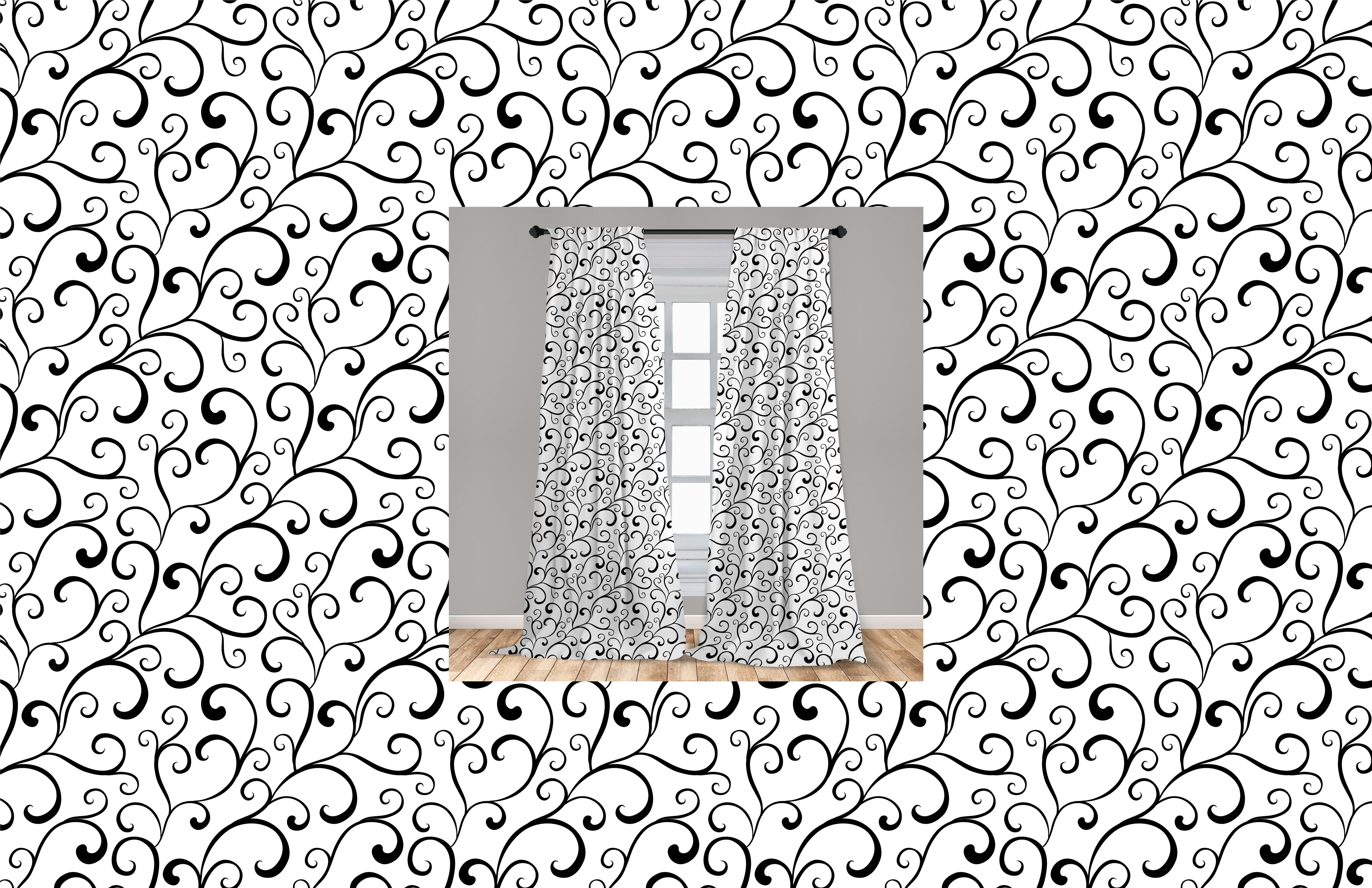 Dekor, Wohnzimmer Bio Microfaser, Abakuhaus, Kunst Weiß Strudel Vorhang für Gardine Schlafzimmer Curlicue
