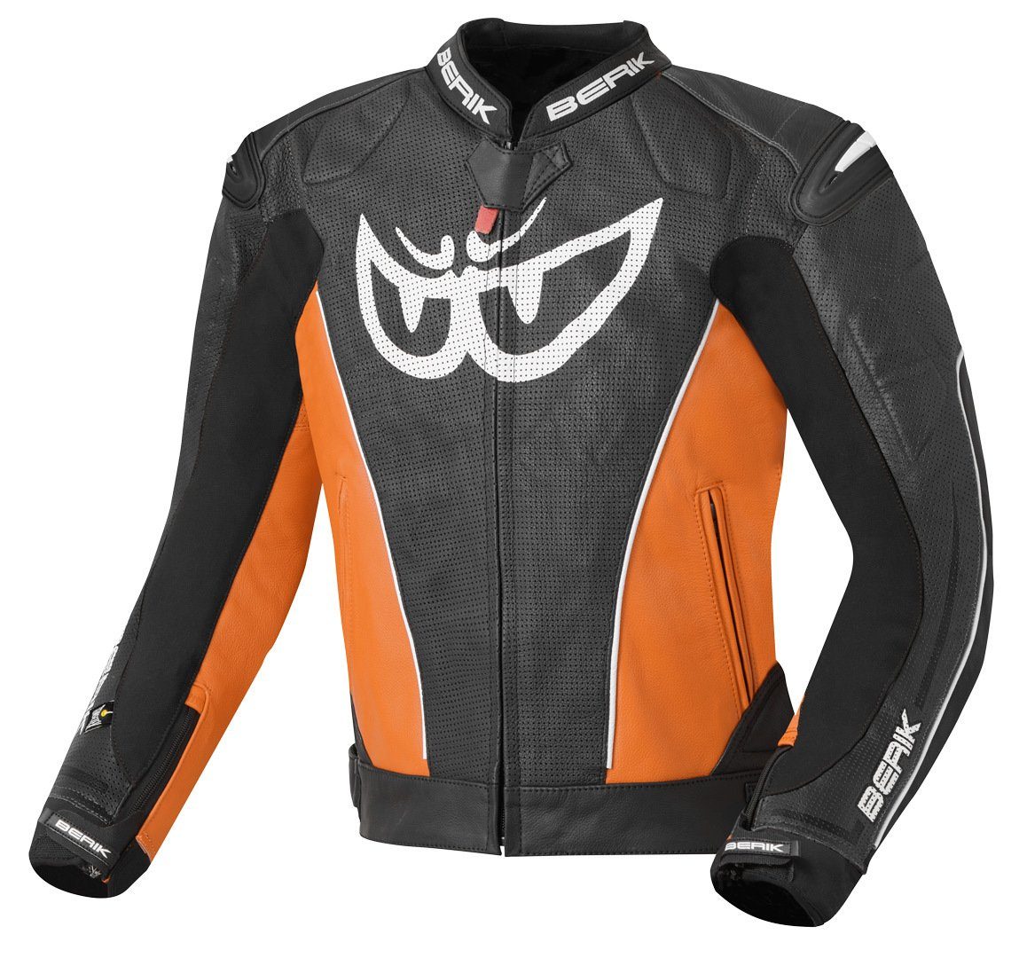 Berik Motorradjacke Street Motorrad Lederjacke Black/Orange | Jacken