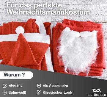 Kostümheld® Kostüm 12x Weihnachtsmannbart - Nikolausbart Bart weiß - Nikolaus Santa, mit Zugband