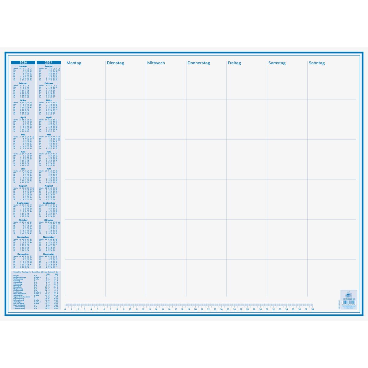 BRUNNEN Schreibtischunterlage Schreibunterlage 2026/2027 56,5x42cm 30 Blatt