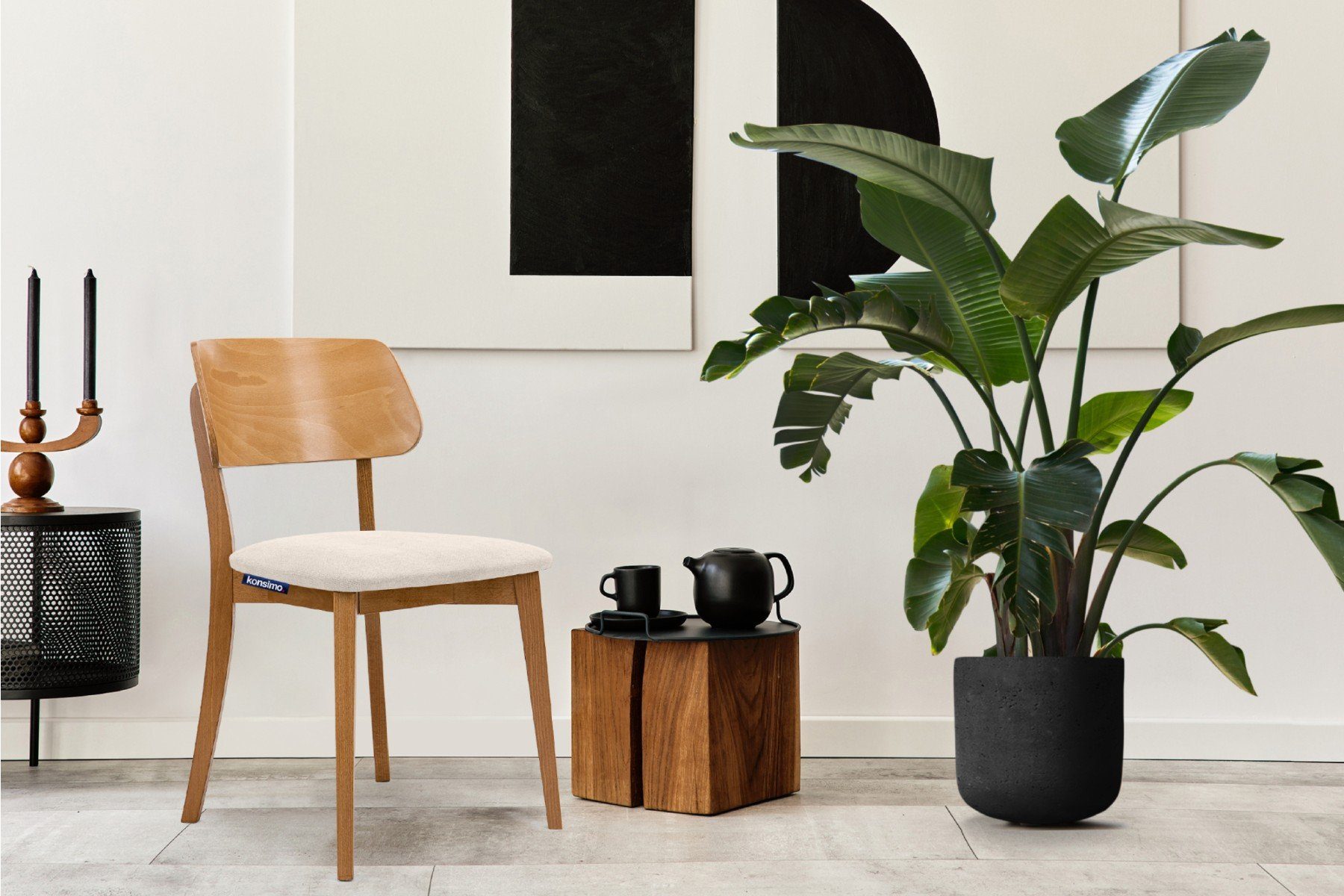 KONSIMO® Holzstuhl VINIS Esszimmerstühle, skandinavischer Stil, hergestellt in der EU (Set, 2 St), Velours-Sitz, Gestell aus Massivholz