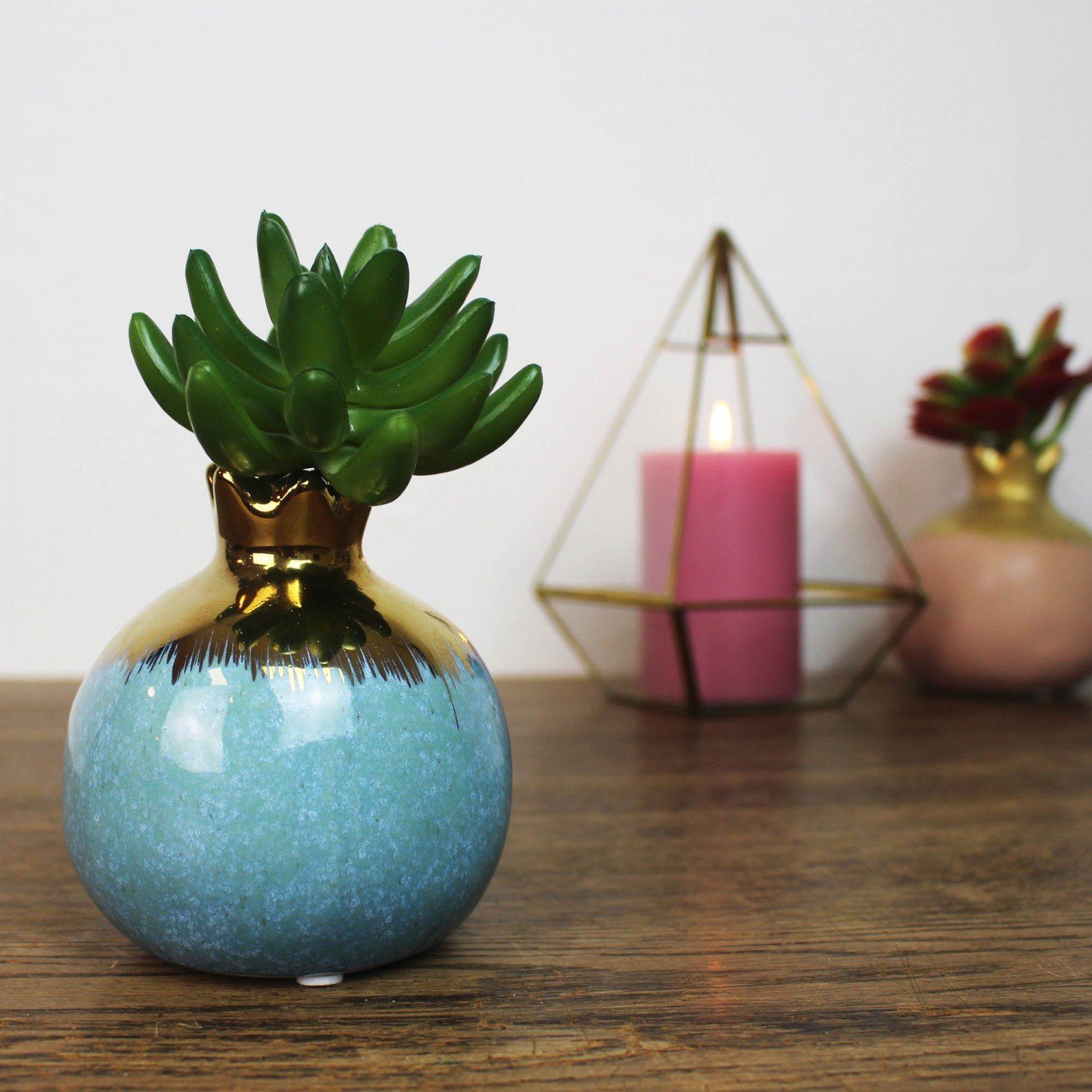 Keramik gold Vase aus mitienda Granatapfel Blau, Dekovase
