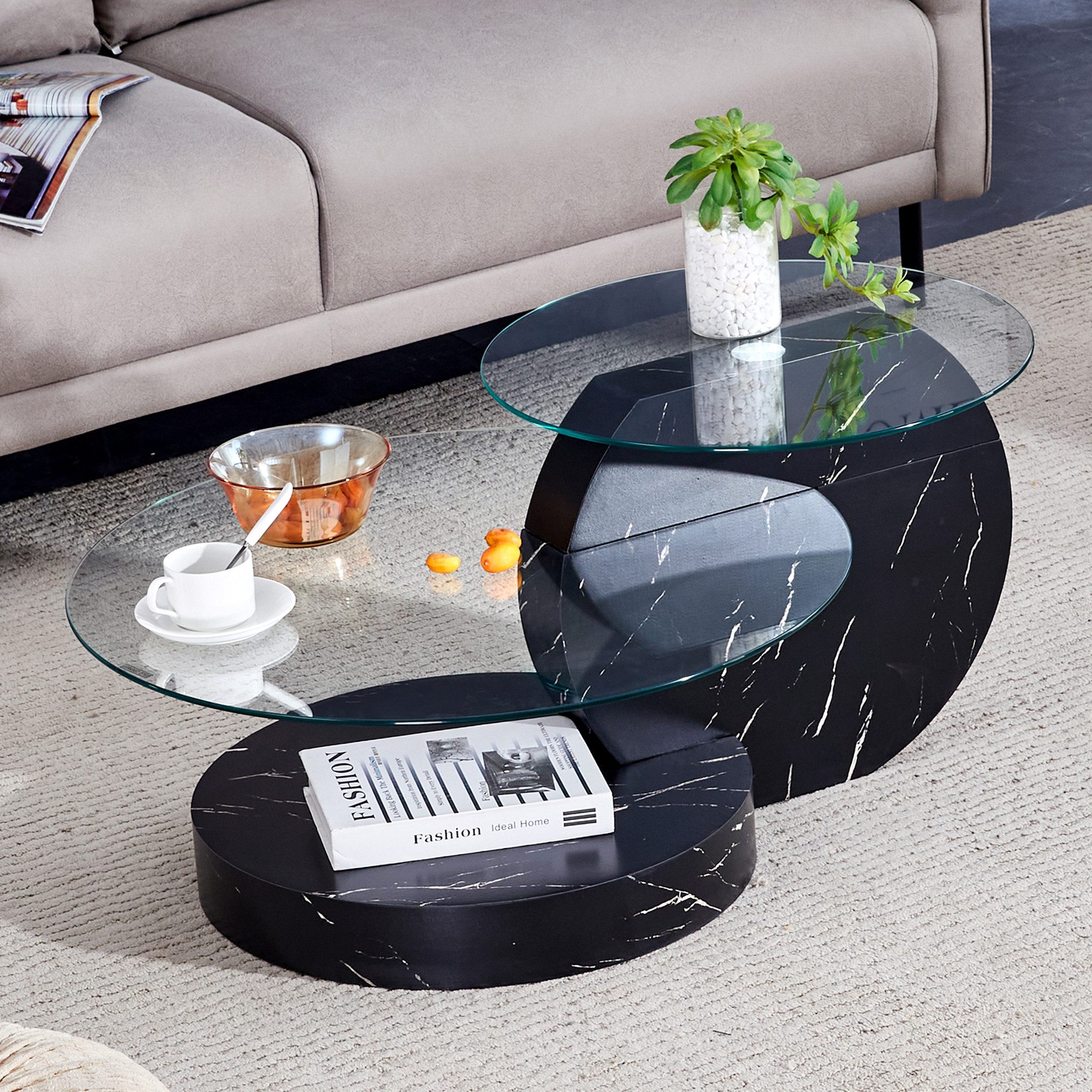 i@home Couchtisch Moderner minimalistischer gehärteter Glas-Couchtisch günstig online kaufen