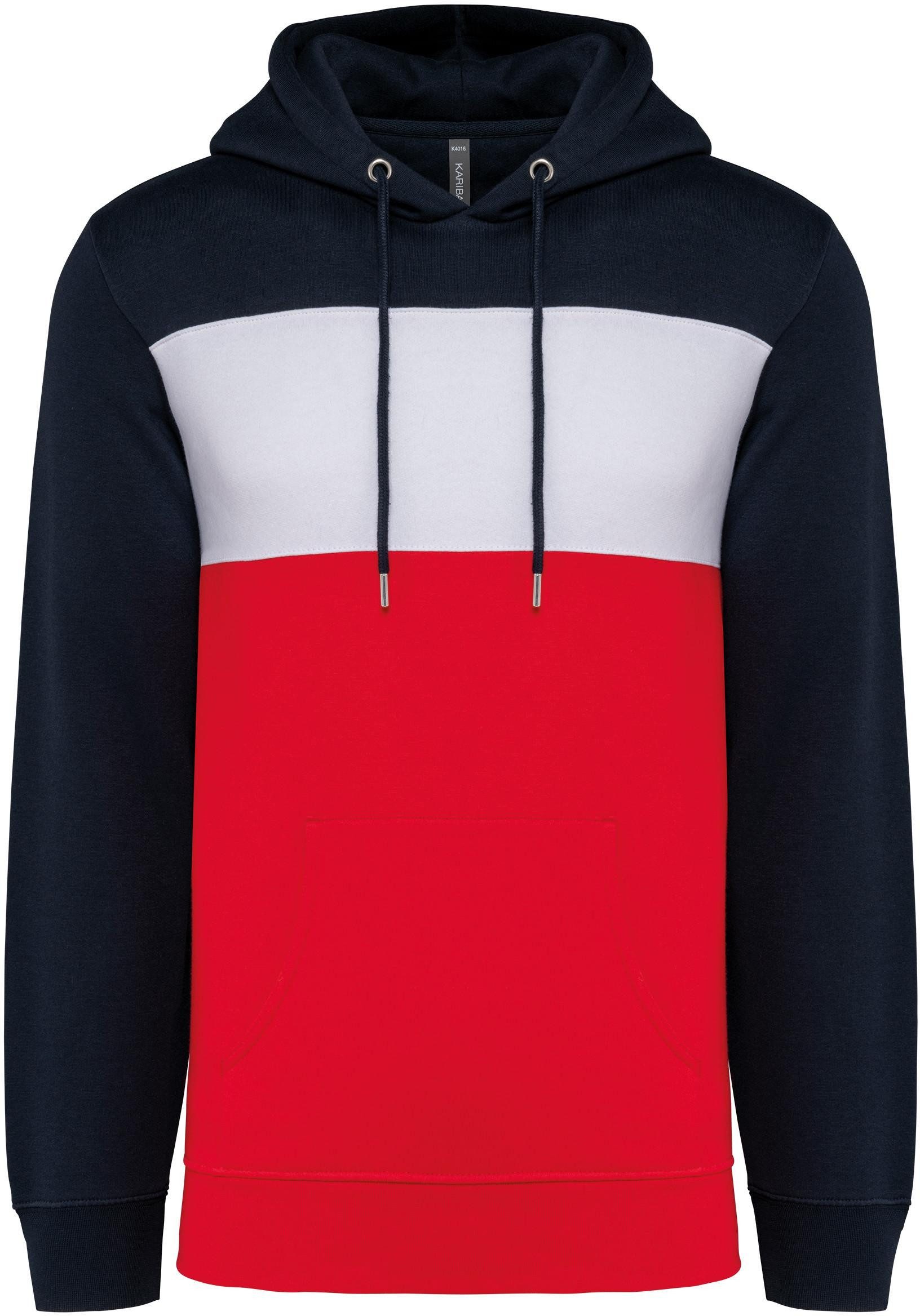 Kariban Kapuzenpullover Dreifarbiges Kapuzensweatshirt, Unisex